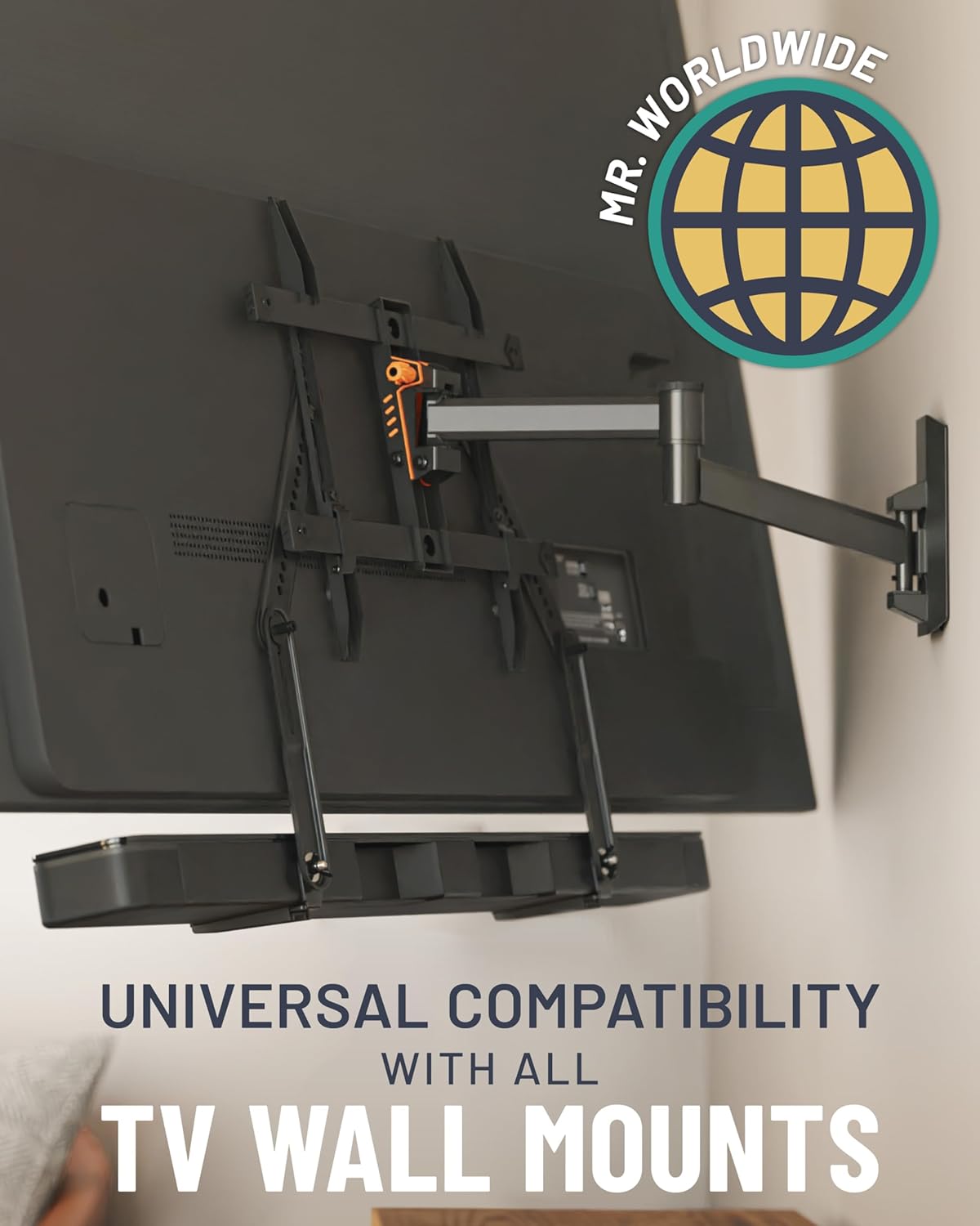 ECHOGEAR Sound Bar Mounting Bracket for Under TV - Adjustable Height & Depth for Max Compatibility Between TV & Soundbar - Dolby Atmos Compatible & Works with LG, Vizio, Bose & More