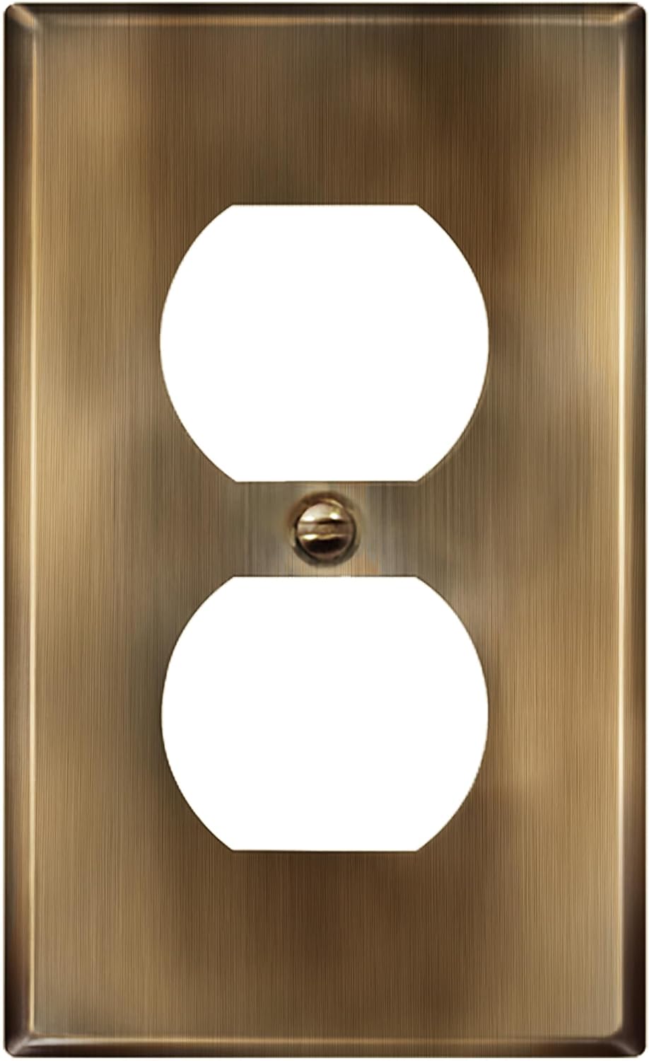ENERLITES Duplex Receptacle Metal Wall Plate, Stainless Steel, Outlet Cover, Corrosion Resistant, Standard Size 1-Gang 4.50" x 2.76", Stainless Steel 201, 7721-AB, Antique Brass