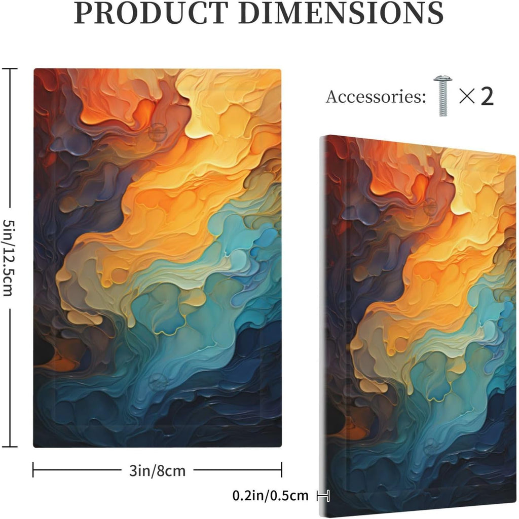 Abstract Colorful Modern Luxury Rainbow 1-Gang No Device Blank Wallplate Electrical Light Switch Covers Decorative Receptacle Face Plate Cover for Bathroom 5 X 3 IN