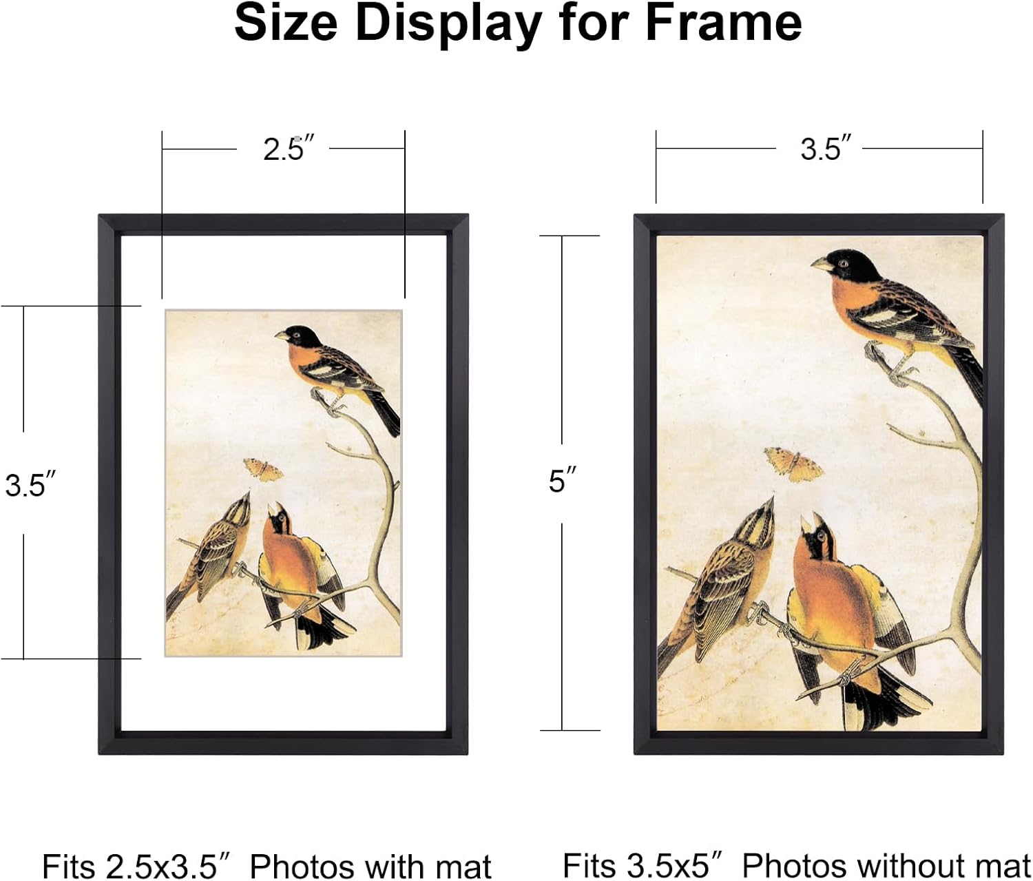 3.5x5 Picture Frame Set of 3, Black Metal Photo Frames with HD Glass, Fits 2.5x3.5 with Mat or 3.5x5 without Mat, Wall Hanging and Table Display
