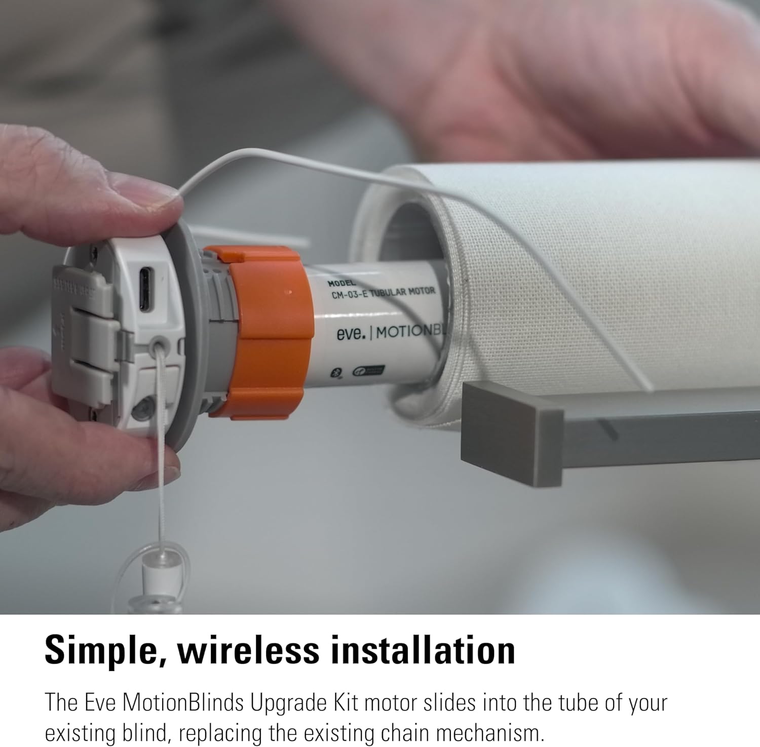 Eve MotionBlinds (Matter) Upgrade Kit for Roller Blinds – Motor to Upgrade existing Indoor Blinds, Open/Close Automatically, Control via Voice/app, Schedules & Scenes, Requires Thread Border Router