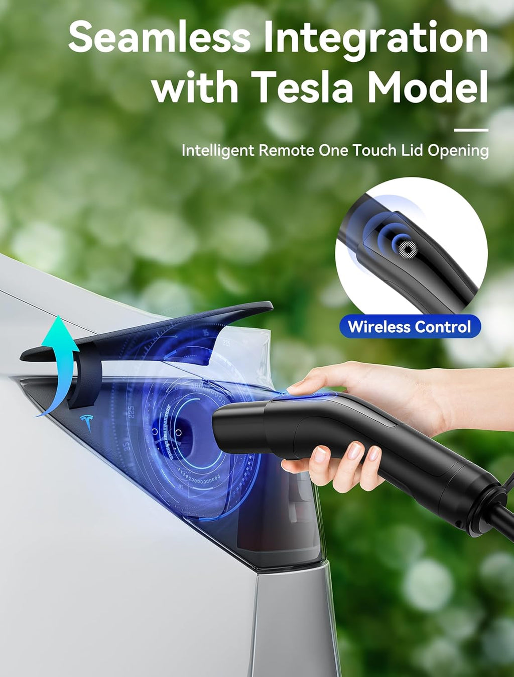 16A Level 1/2 Charger for Tesla [Adjustable Current, Delay Charge & Smart Display] NACS Mobile/Home Charger, NEMA 6-20/5-15 Plug, 110-240V, 21ft Mobile Connector Cable for Model X/Y/3/S/Cybertruck