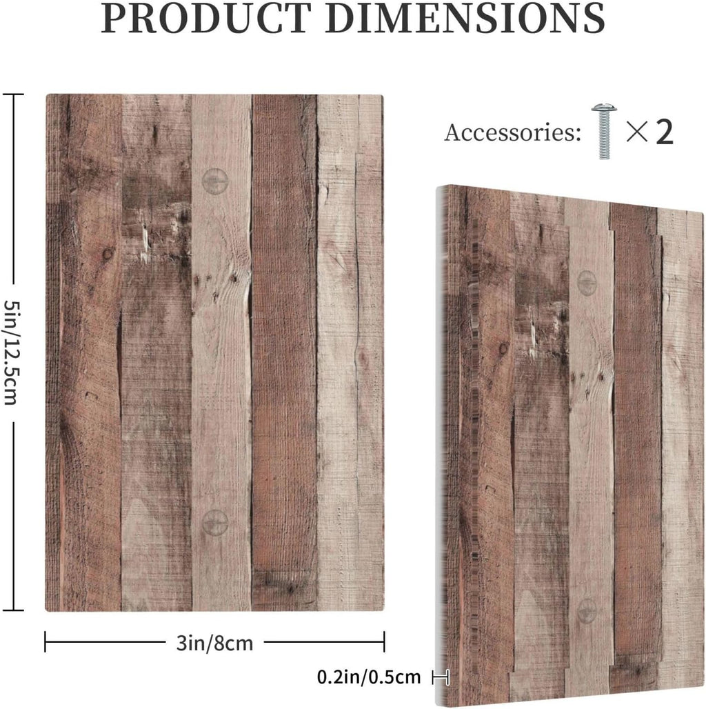 Light Switch Cover Plate Retro Wood Brown Farmhouse Barn Wooden 1 Gang No Device Blank Electrical Wall Plates Faceplate Decorative Switch Plate for Farmhouse Cabin Decor