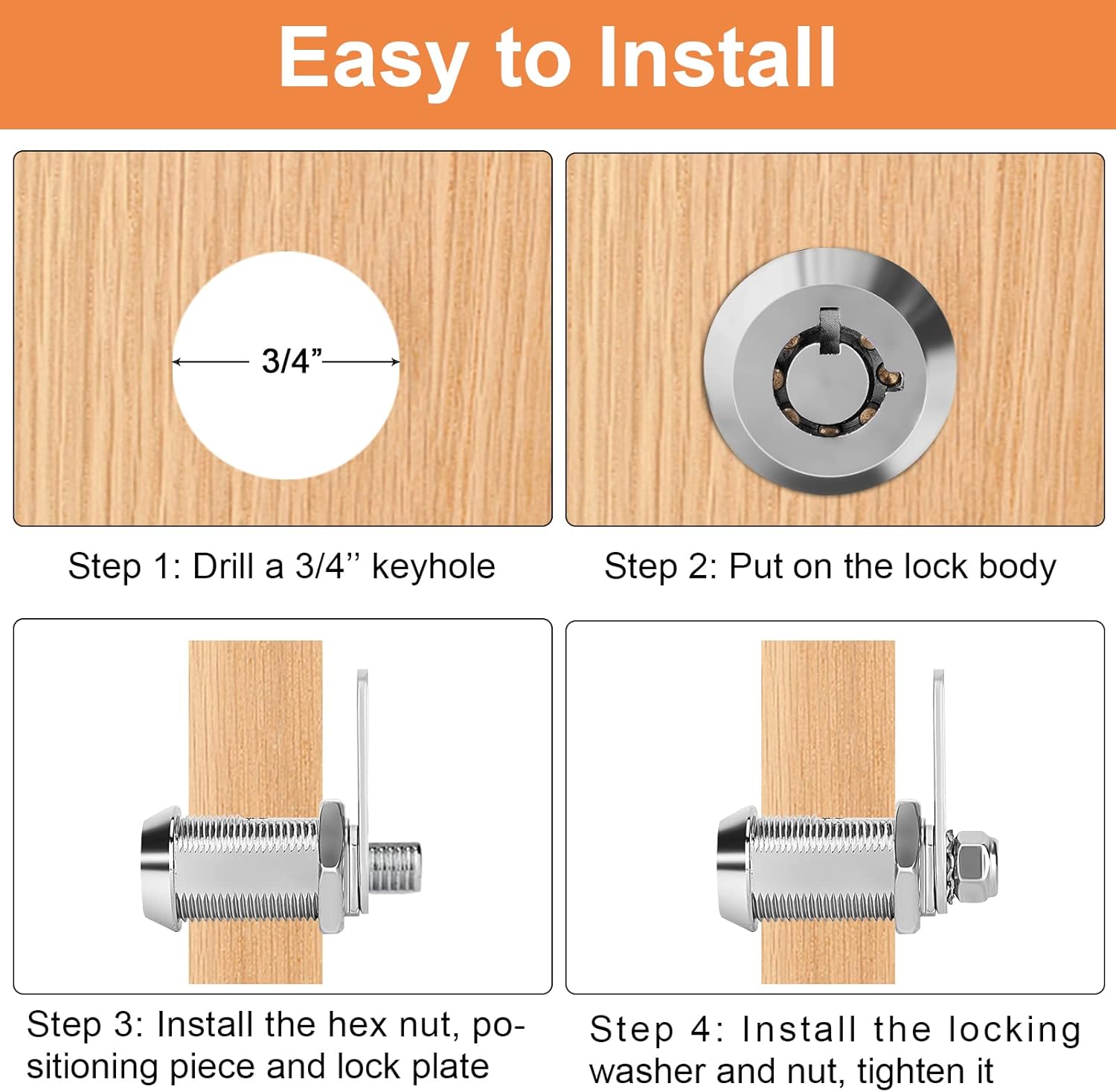 Cam Locks RV Storage Lock Keyed Alike,1-1/8" Cylinder Fits on 7/8" Max Door Thickness, RV Compartment, Camper, Trailer Replacement Set, Chrome Finish with 16 Keys(8, 1-1/8 Inch)