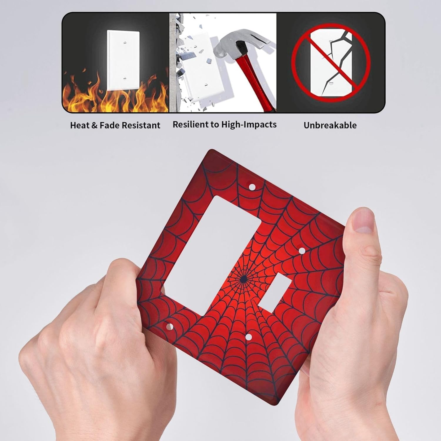 Red Spider Web Black Line Simplicity Outlet Covers 1 Toggle 1 Rocker Combination Decorative Wall Plate Electrical Switch Plates Light Switch Cover Plate For Kids Room Home Decor