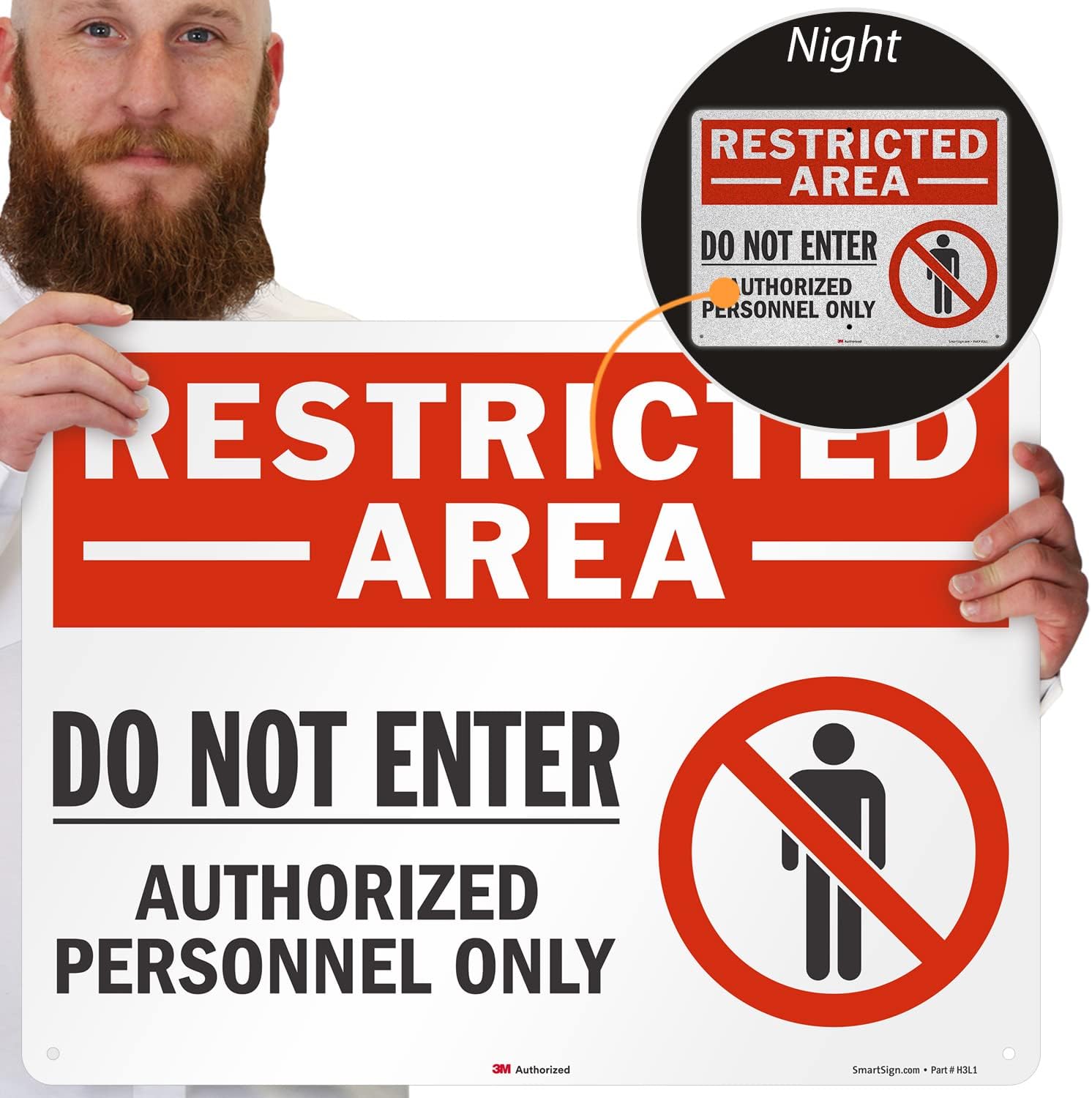 SmartSign 18" x 24" 'Restricted Area Do Not Enter, Authorized Personnel Only' Metal Sign with Symbol, 80 mil Aluminum, 3M Laminated Engineer Grade Reflective, Red, White and Black, USA-Made