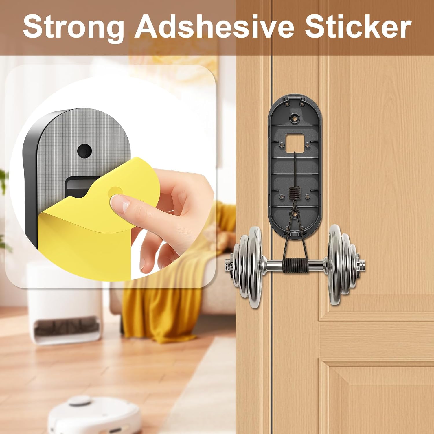 No Drill Adhesive Video Doorbell Mount for Arlo Video Doorbell 2K/HD (2nd Gen), Not Block Doorbell Sensor, Anti-Theft Camera Mount Door Mounting Bracket Holder Accessories for Apartments Houses