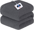 SEALY Electric Blanket Twin Size, Soft Sherpa Heated Blanket Single Control with 10 Heating Levels & 1 to 12 Hours Auto-Off Settings Over-Heated Protection 62"x84" Machine Washable, Dark Grey
