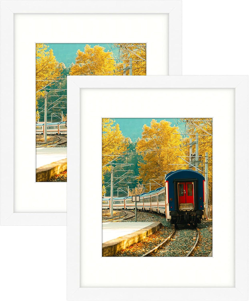 Golden State Art, 11x14 Picture Frame, Poster Frame in White, Display 8x10 with Mat or 11x14 Without Mat, 2 Pack