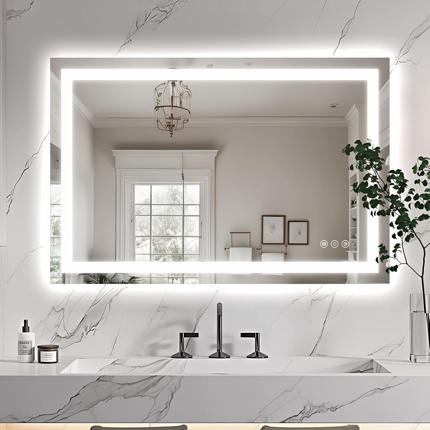 Niccy 36" x 24" LED Bathroom Mirror with Lights, Backlit and Front Lit, Lighted Vanity Mirror for Wall with 3 Colors, Anti-Fog, Shatter-Proof, Memory for Bedroom, Horizontal/Vertical