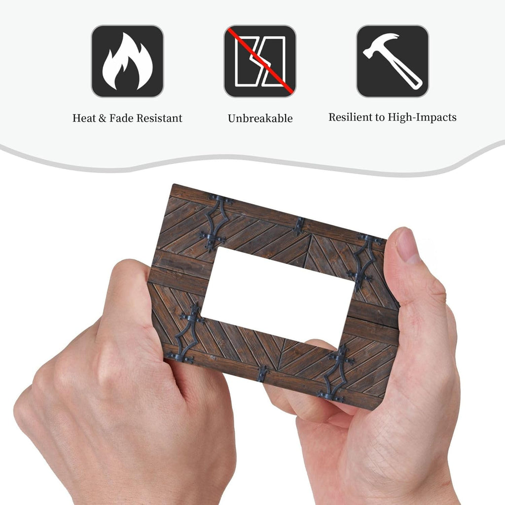 Decorative Outlet Covers Vintage Brown Wood Barn Door 1 Gang Rocker Light Switch Cover Plate Single Decora Light Switch Covers Wall Plate Faceplate for Home Decor （2 Pack）