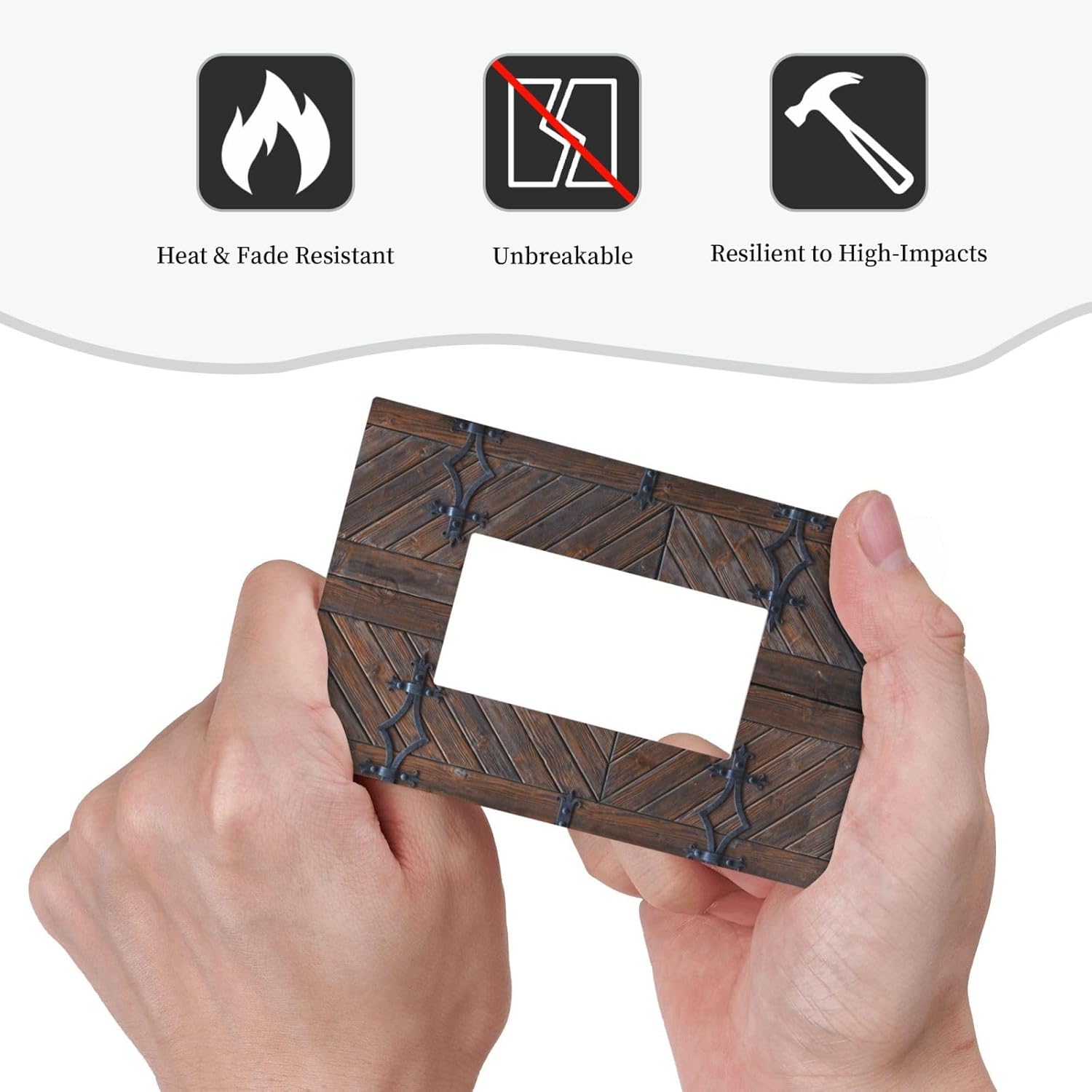 Decorative Outlet Covers Vintage Brown Wood Barn Door 1 Gang Rocker Light Switch Cover Plate Single Decora Light Switch Covers Wall Plate Faceplate for Home Decor （2 Pack）