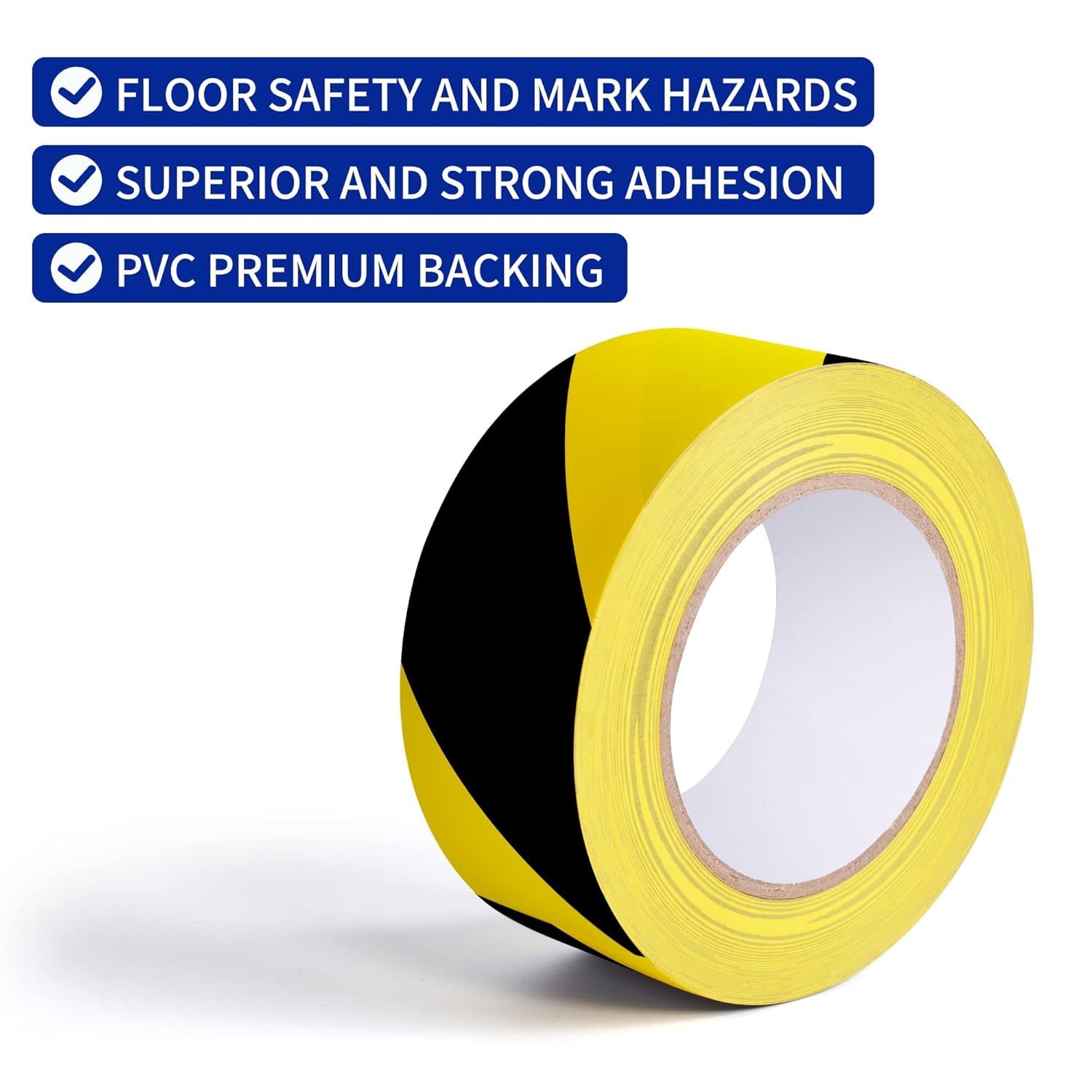 TAPEBEAR Hazard Caution Tape, 2inch x 150 Feet(50yds) Self Adhesive Warning Tape for Steps, High Visibility Yellow Black Tape for Halloween Outdoor Construction Warning, Danger Zone
