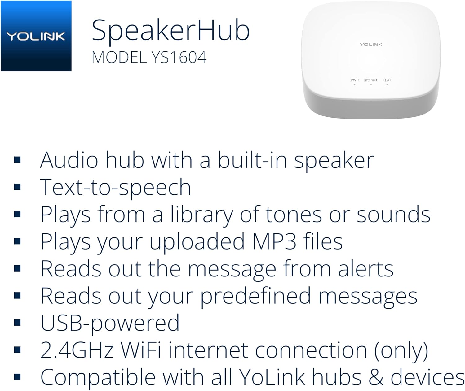 YoLink LoRa Smart Door Sensor Starter Kit: SpeakerHub Audio Hub & Door Sensor - Up to 1/4 Mile Range, Door Left-Open Reminders, up to 5 Year Batteries, Alexa, IFTTT, Home Assistant (2.4GHz WiFi Reqd)