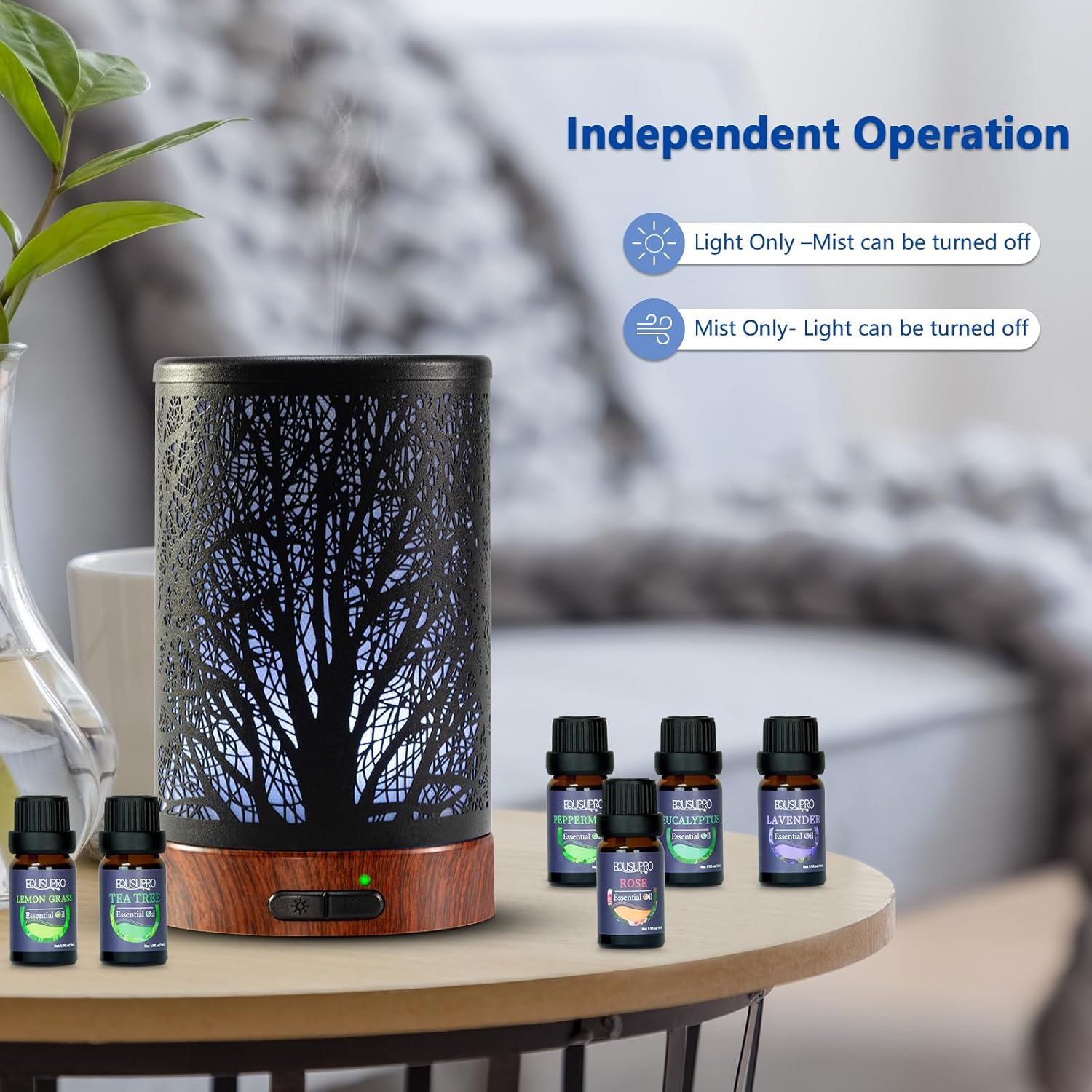 Oil Diffuser with Essential Oils Set – Aromatherapy Oil Diffuser 150ml with 6 Essential Oils Set, Cool Mist Diffusers for Essential Oils, Auto Shut-Off Protection,7 Colors Night Light, Gifts for Mom