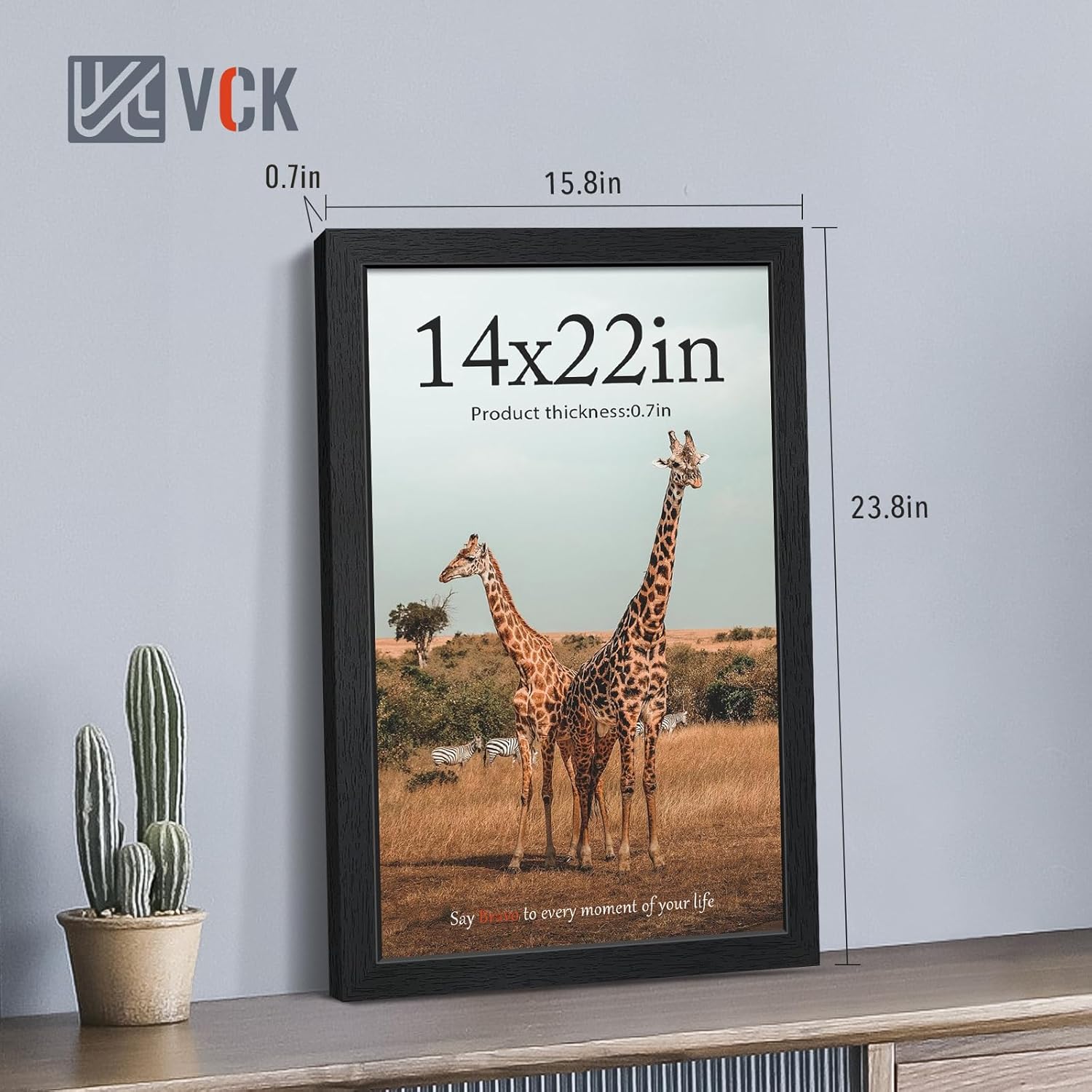 VCK 14x22 Picture Frames Black Set of 6, Wide Border Wood Poster Frame, Multi-Directional Display Family Photos, Office Prints, Studio/Gallery Artwork, Woodgrain Series, Wall Hanging