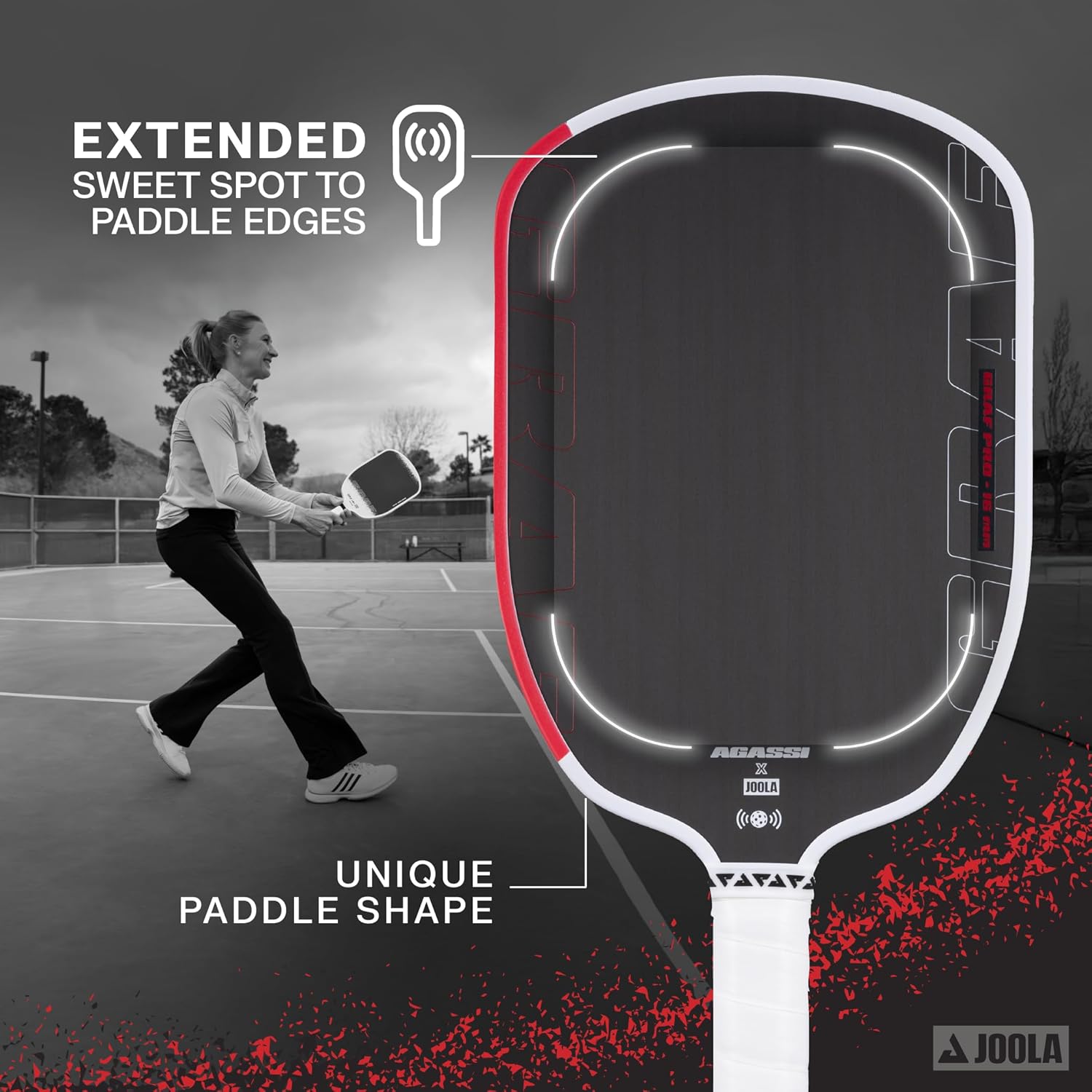 JOOLA GRAF Pro IV 16mm Pickleball Paddle w/Extended Sweet Spot - Carbon Fiber Surface Increases Spin & Control - SK Film for Power & Larger Sweet spot - UPA-A Certified - USAP Approved - NFC Chip