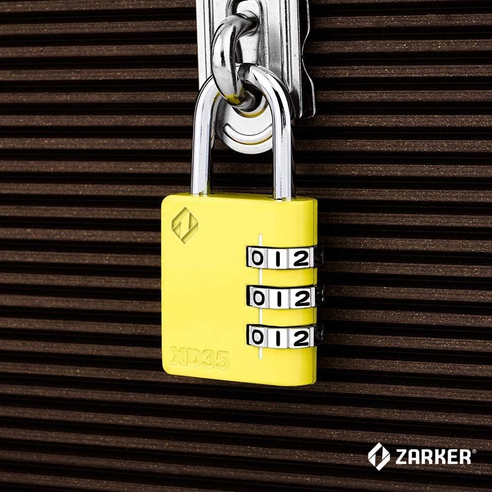 XD35 Combination Lock, 3-Digit Padlock for School, Gym, Sports, Locker Lock, Fence, Toolbox, Case, Outdoor, Hasp Storage (1-Pack, Yellow)
