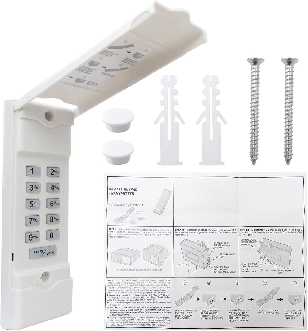 Upgraded Wireless Keypad for Linear MDTK – Secure & Easy-to-Program Garage Door Access