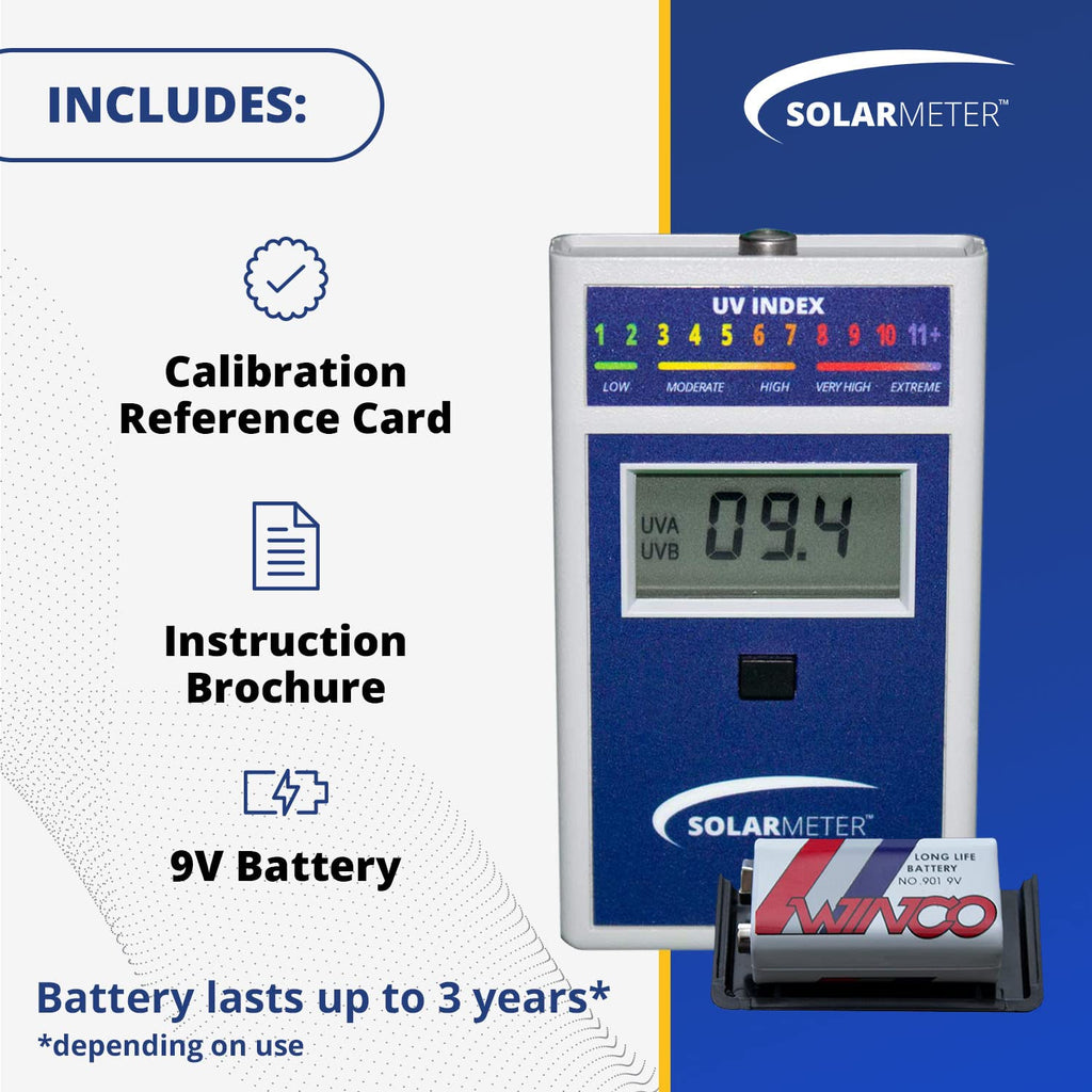Solarmeter Model 6.5 UV Index Meter, Handheld Digital Radiometer for Measuring Ultraviolet Light, Measures 280-400 nm with Range from 0-199.9 UV Index, Made in USA