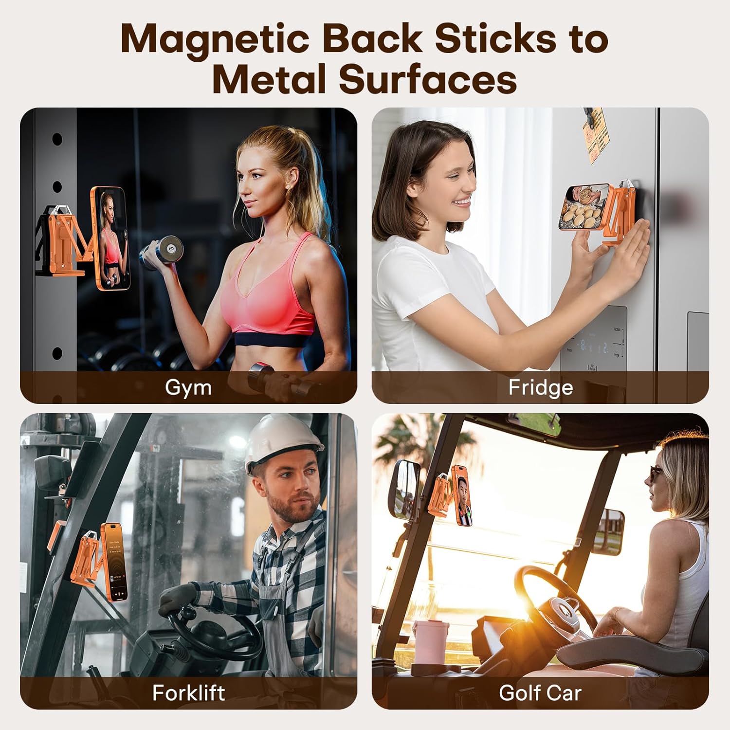 OMOTON 360°Rotating for MagSafe Tripod Mount, Adjustable Aluminum Magnetic Phone Tripod for iPhone 17/16/15/14 Pro Max Air, Foldable Cell Phone Stand Fits Vlog, Gym, Travel Essentials, Orange