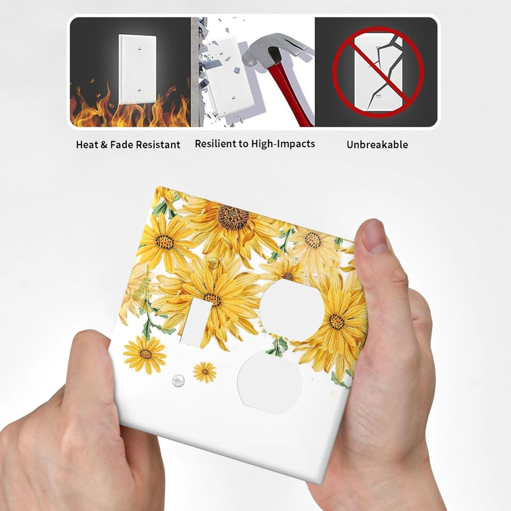 Sunflower Yellow Flowers Floral Wallplates 1 Toggle 1 Duplex Switch Plate Electrical GFCI Faceplate Decorative Light Switch Covers for Bed Room Living Room Decor