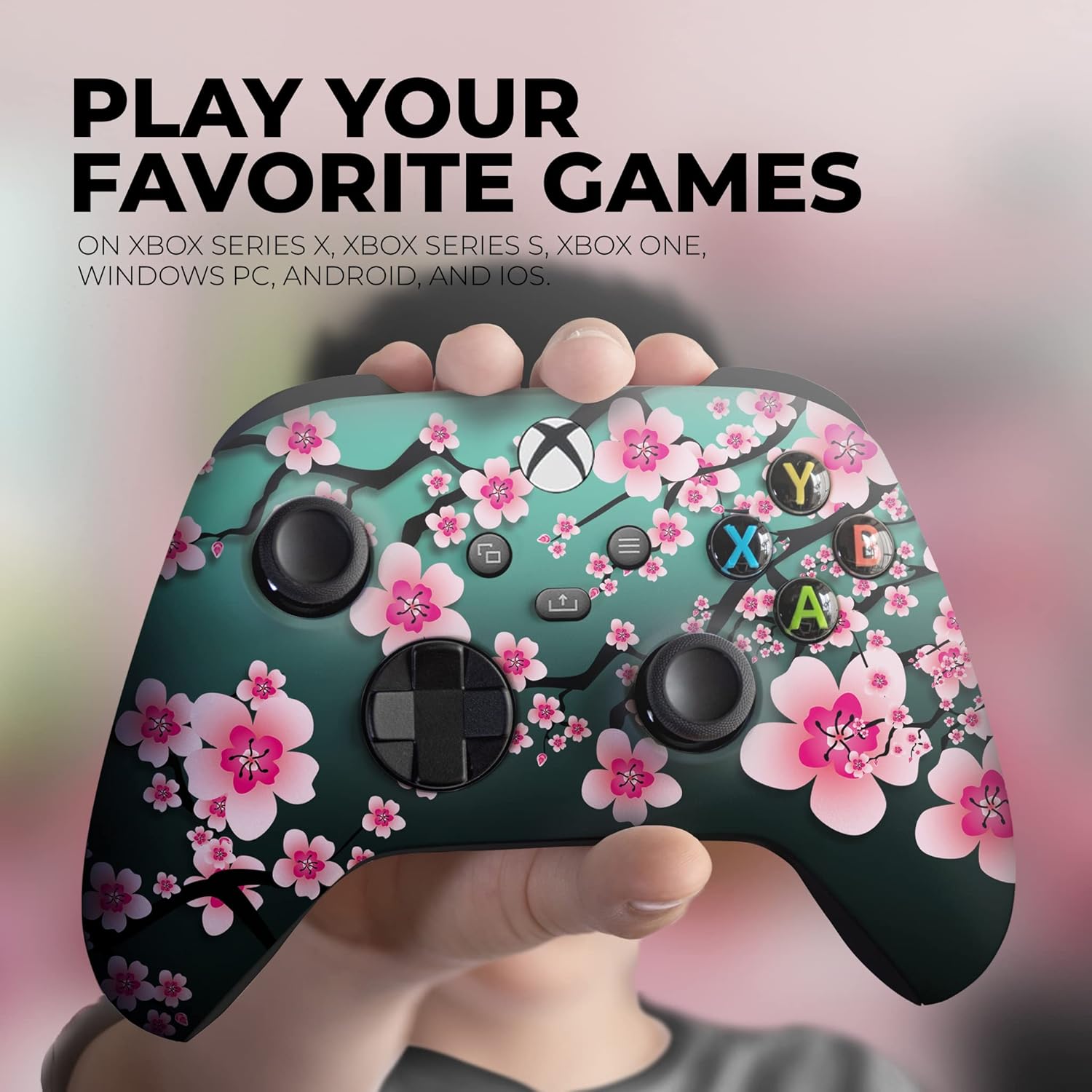 DreamController Cherry Blossom Custom X-box Controller Wireless compatible with X-box One/Series X/S Proudly Customized in USA with Permanent HYDRO-DIP Printing(NOT JUST A SKIN) (MODDED)