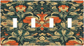 Light Switch Covers William Morris Abstract Floral Plant Pattern Orangeyellowgreen Quad Toggle Electrical Faceplate 4 Gang Wall Plate Decorative Switch Plates for Bedroom living Room Decor