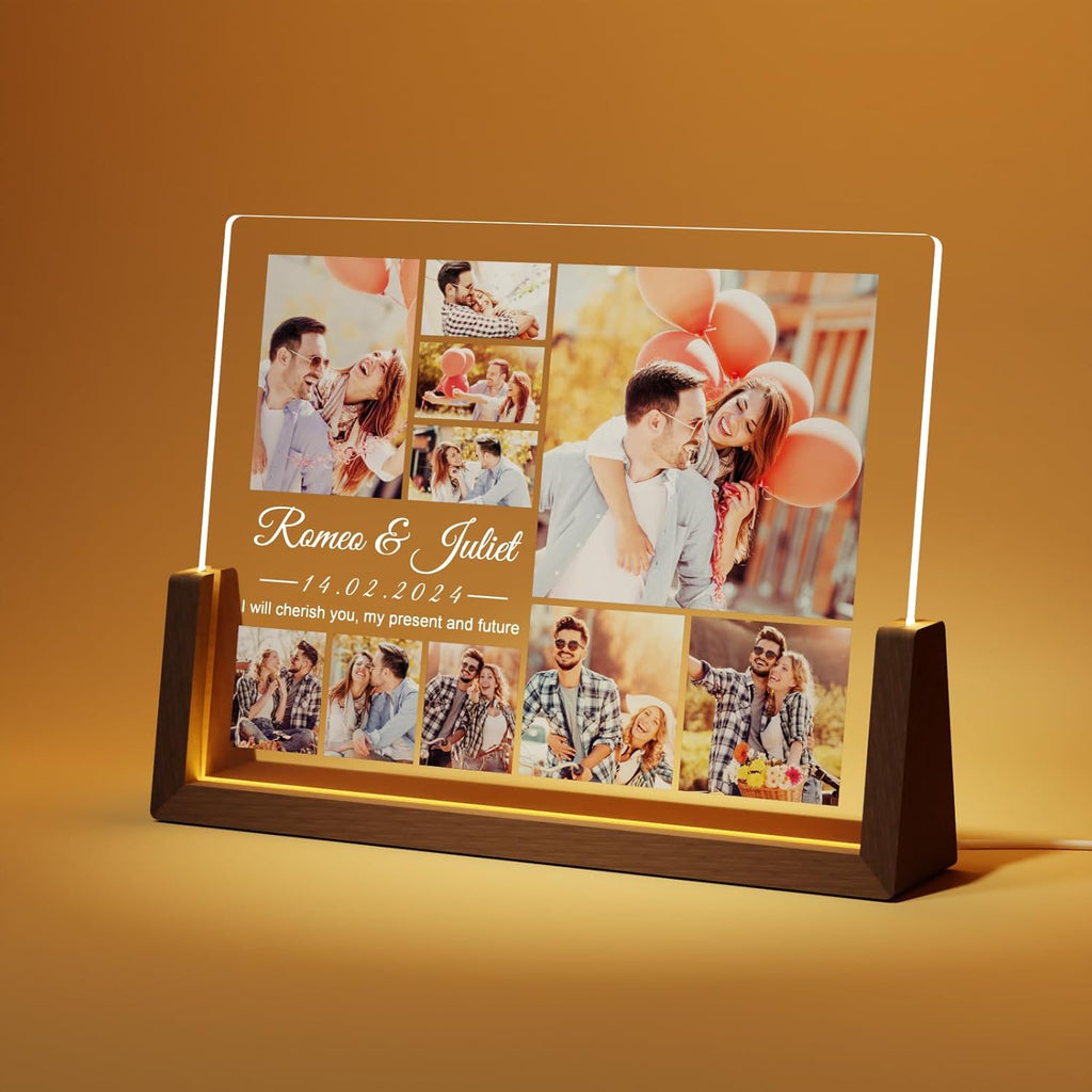 Photo Decorative Plaque Personalized Gifts, Custom Gifts for Him Her, Customized Picture Frame for Boyfriend Girlfriend Couples Wife Women on Anniversary Birthday