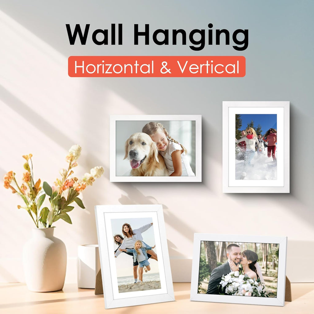 FIXSMITH 5x7 Picture Frame Set of 10, White Photo Frames Bulk with HD Plexiglass, Display Pictures 4x6 with Mat or 5x7 Without Mat, Multi Picture Frames Collage for Tabletop or Wall Display
