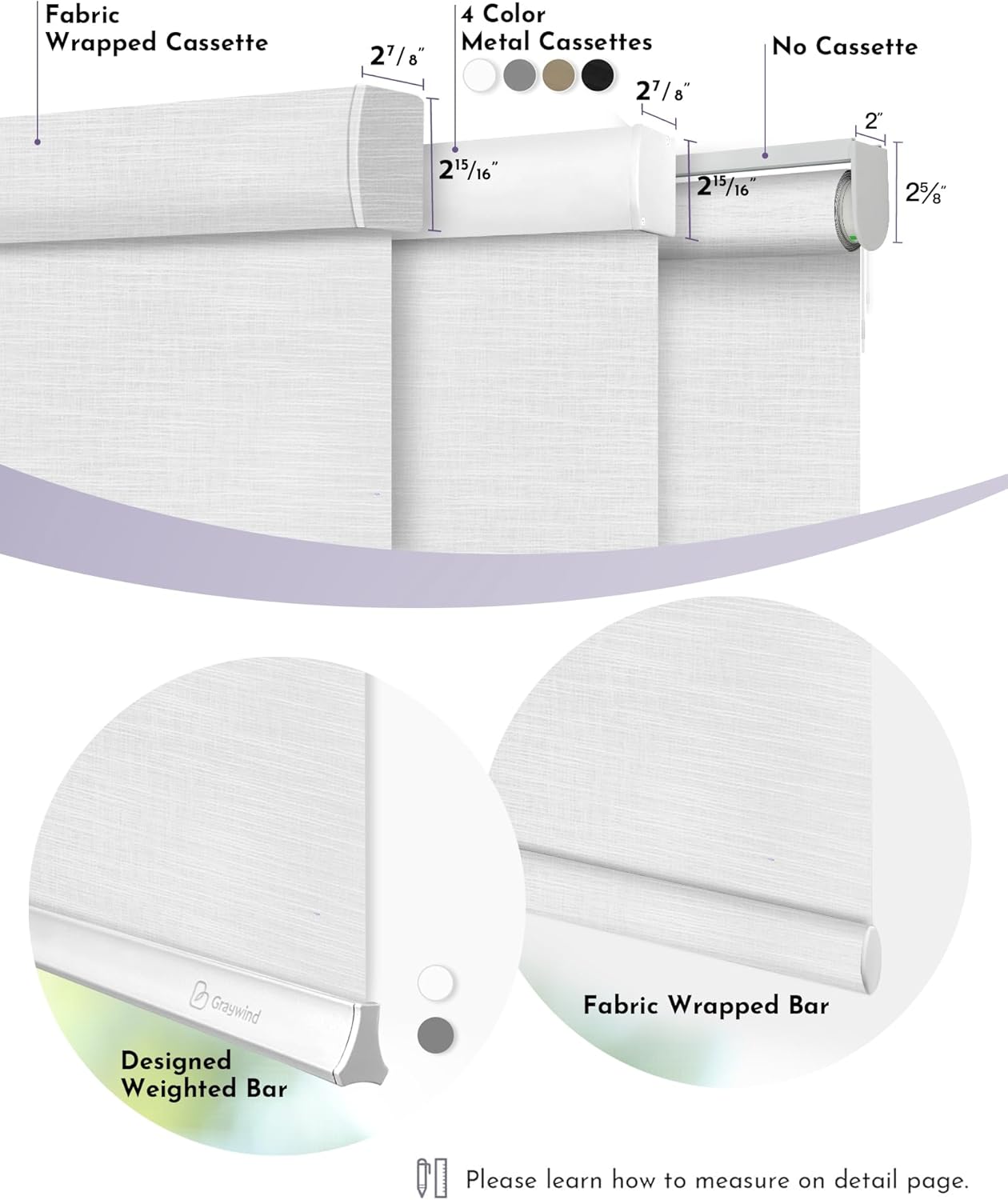 Graywind Motorized Light Filtering Shades Compatible with Alexa Google Rechargeable Remote Control Smart Blinds Automatic Window Shade with Valance for Home Office, Custom Size (Mixwave White)