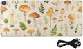 Heated Desk Pad Mouse Pad 31.5x13 Inch PU Leather Desk Mat with 3 Heat Levels Large Mouse Gaming Computer Laptop Mat Watercolor Mushrooms Beige