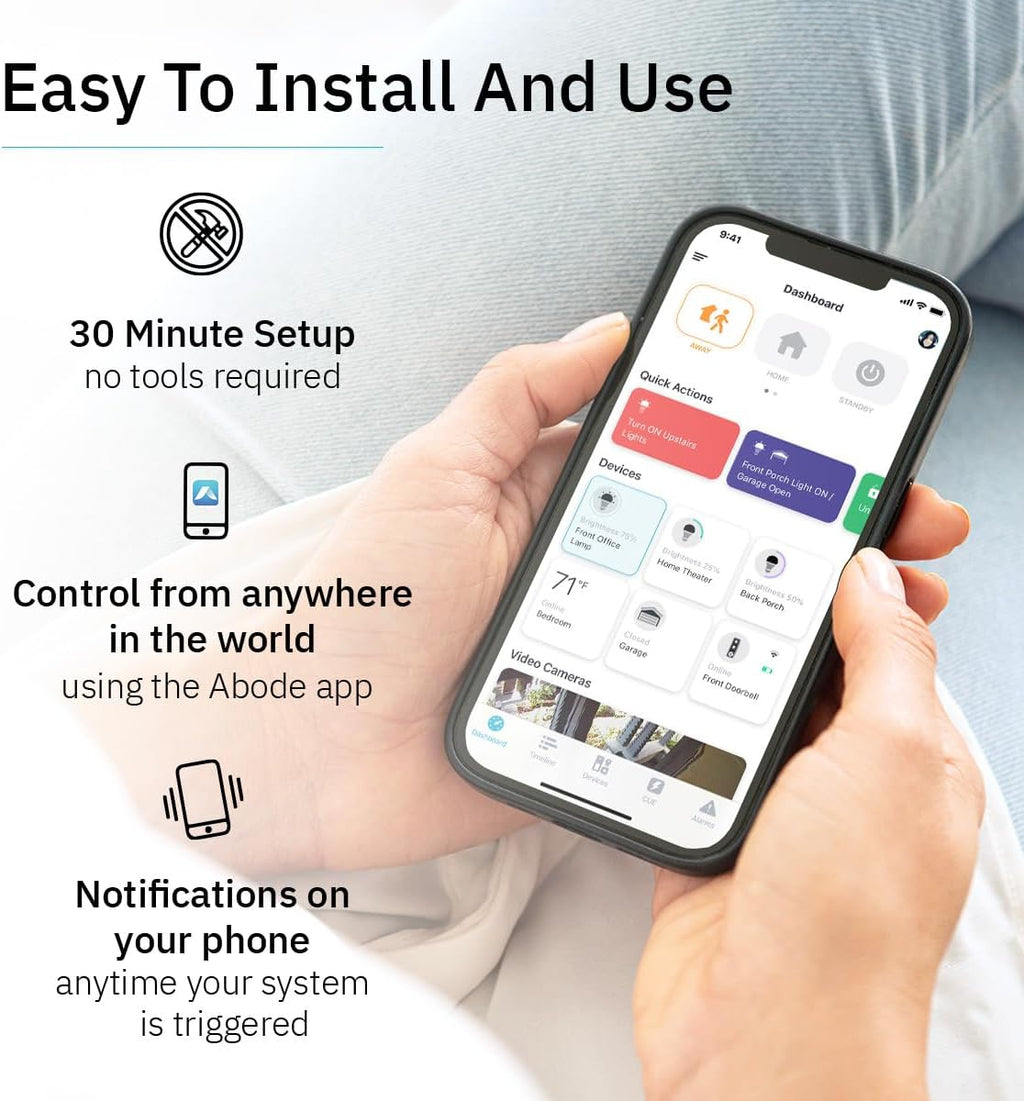 Abode 9 Piece Wireless Security System – Expandable to Protect Your Whole Home - Easy DIY Installation - Optional Professional Monitoring - Compatible with Alexa & Google Assistant