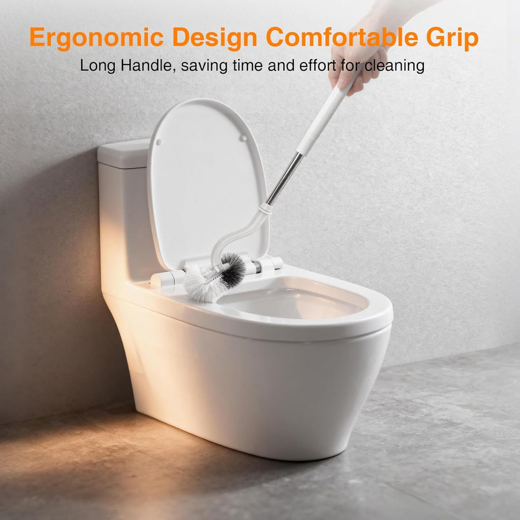 Lefree Toilet Brush and Holder Set, Bathroom Cleaner Brush Set, Curved Design, Non-Slip Handle Toilet Bowl Brush with Curved Bristle for Dead Corner Clean, RV Bathroom Accessories Toilet Scrubber