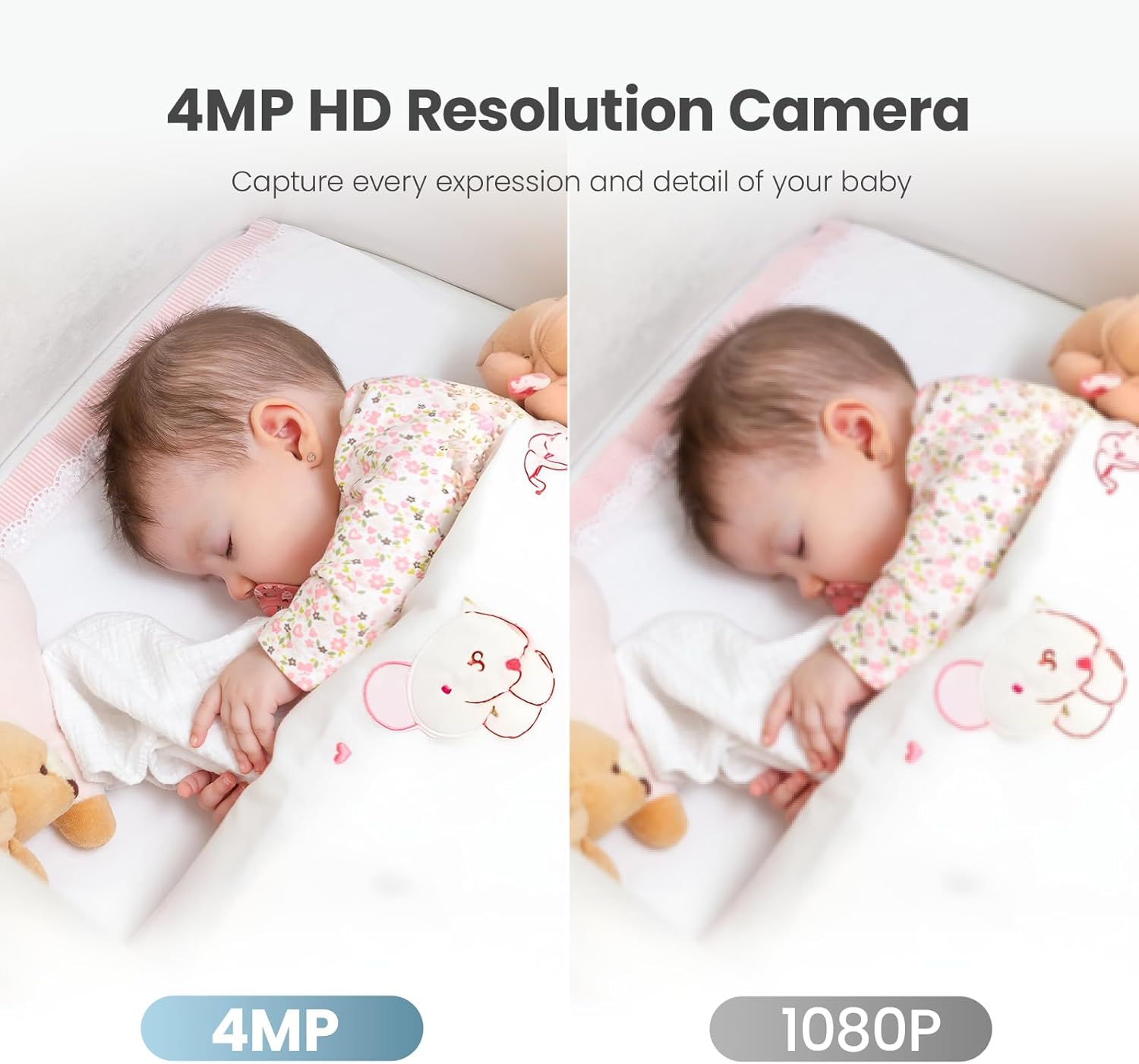 litokam 4MP Baby Monitor with Camera and Audio, 5-inch 1080P Split-Screen, No WiFi & 5G/2.4G WiFi, Remote Pan-Tilt-Zoom, Night Vision, VOX, Temperature Sensor, 2-Way Talk, 7 Lullabies, 1000ft Range