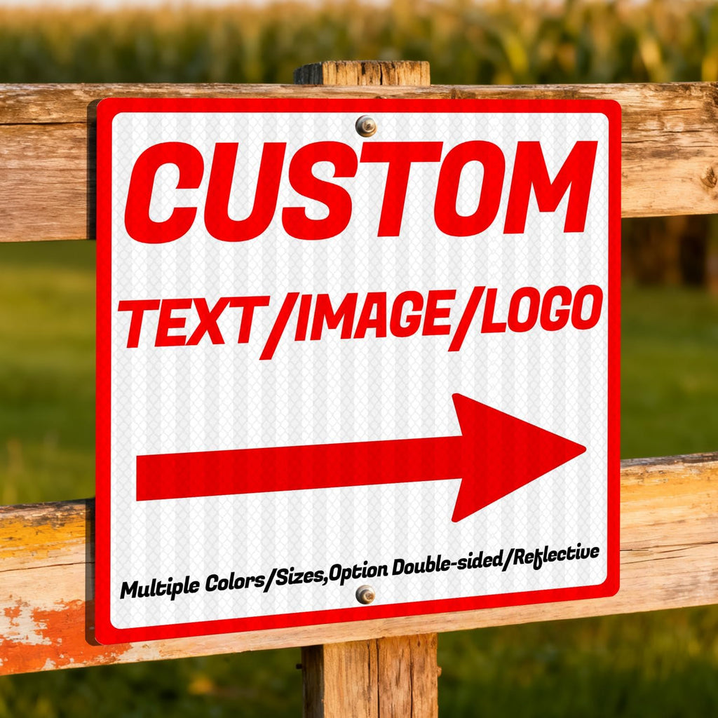 custom signs,aluminum outdoor metal sign,square with arrows,multiple sizes/colors,Option double-sided/reflective,personalized signs metal with your text,logo,photo,for home/business Road direction ,shop ads,Warning(Square)