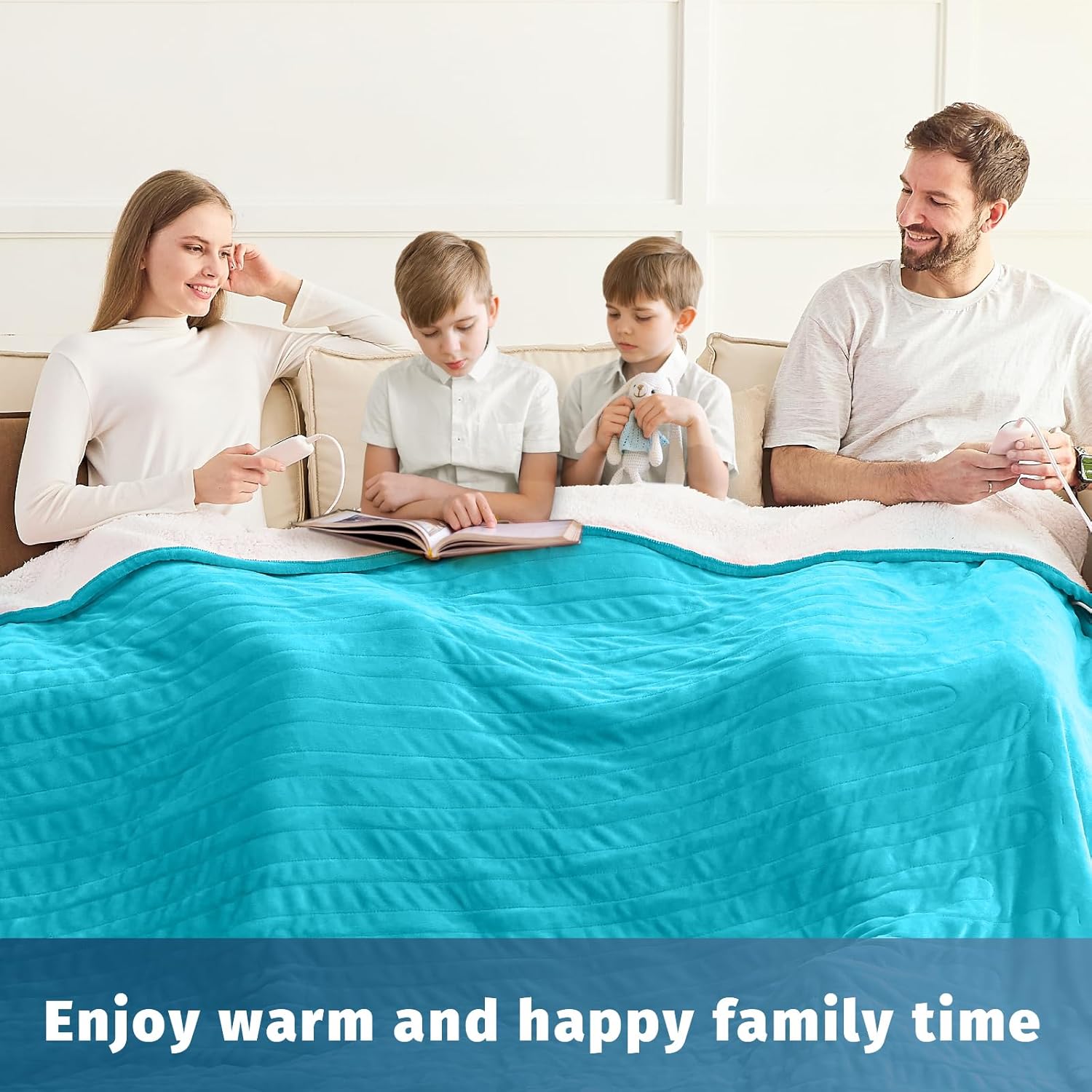 Heated Electric Blanket Queen Size - 84" x 90" Heating Blanket with Dual Control, 10 Heating Levels & 8 Hours Auto Off, Soft Warm Flannel Blanket, Christmas Birthday Gifts for Senior Grandma