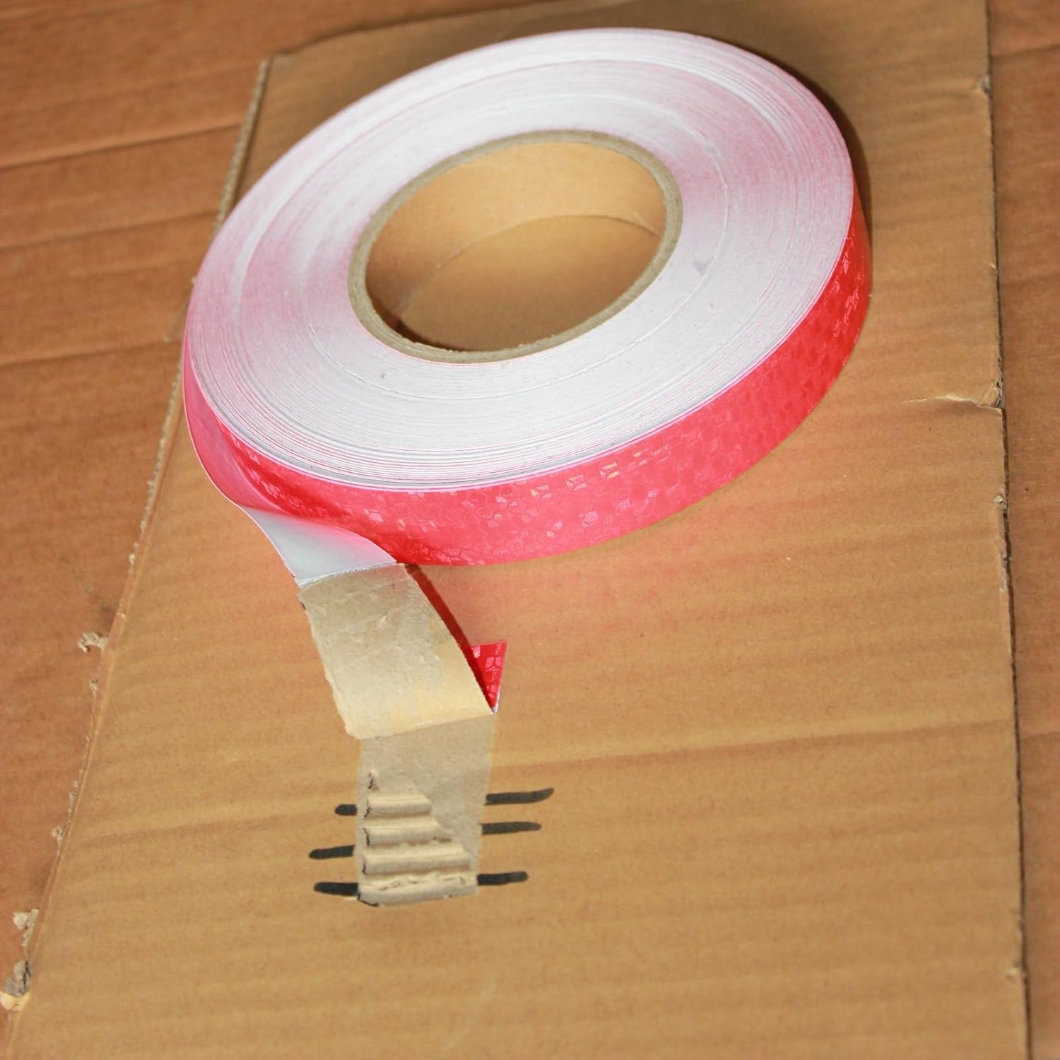 Red Reflective Tape Outdoor Waterproof 1 inch Wide, High Visibility Warning Industrial Marking Tape, Safety Stickers (168 feet)