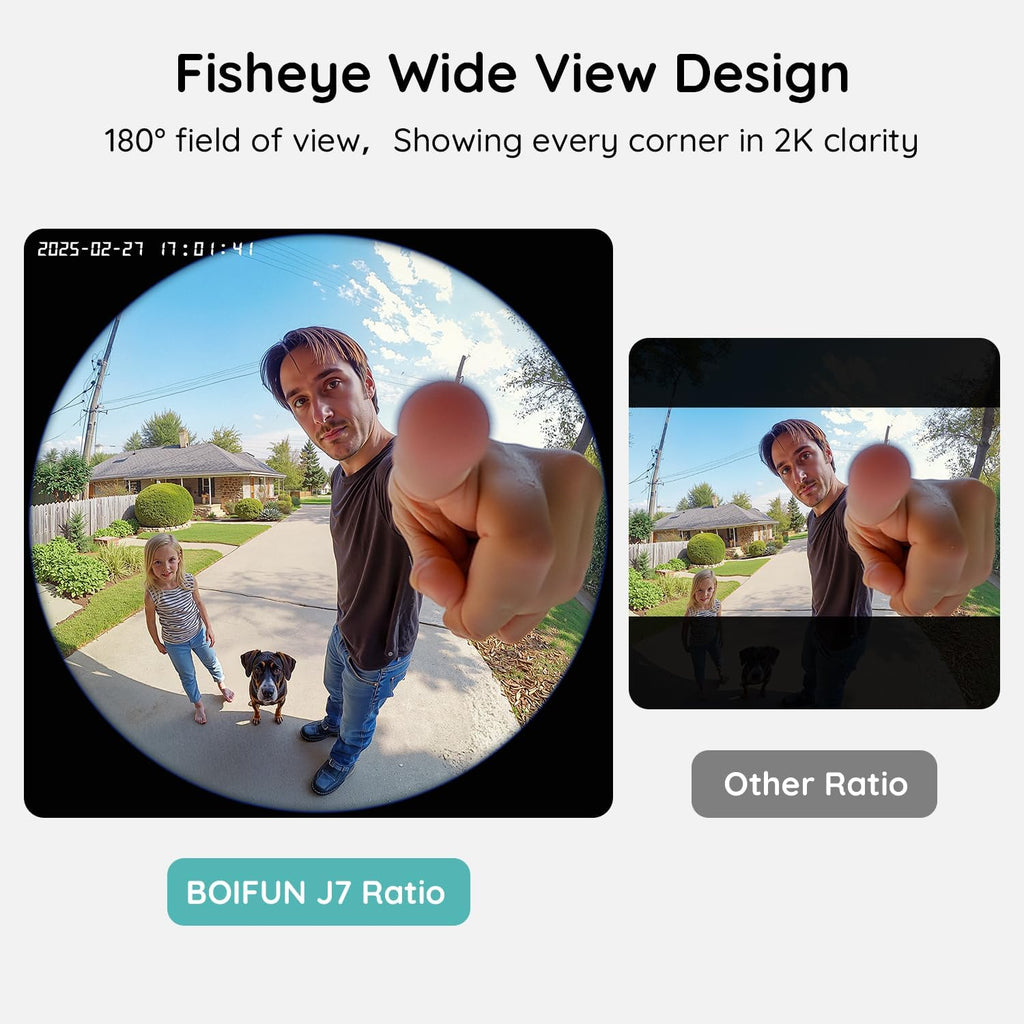 BOIFUN Doorbell Camera Wireless – No Subscription Required, 180° Ultra Wide-Angle, 2K FHD, AI Detection & Alert, HDR Night Vision, Two-Way Audio & Battery Video Doorbell with Chime, 2.4 GHz Wi-Fi Only