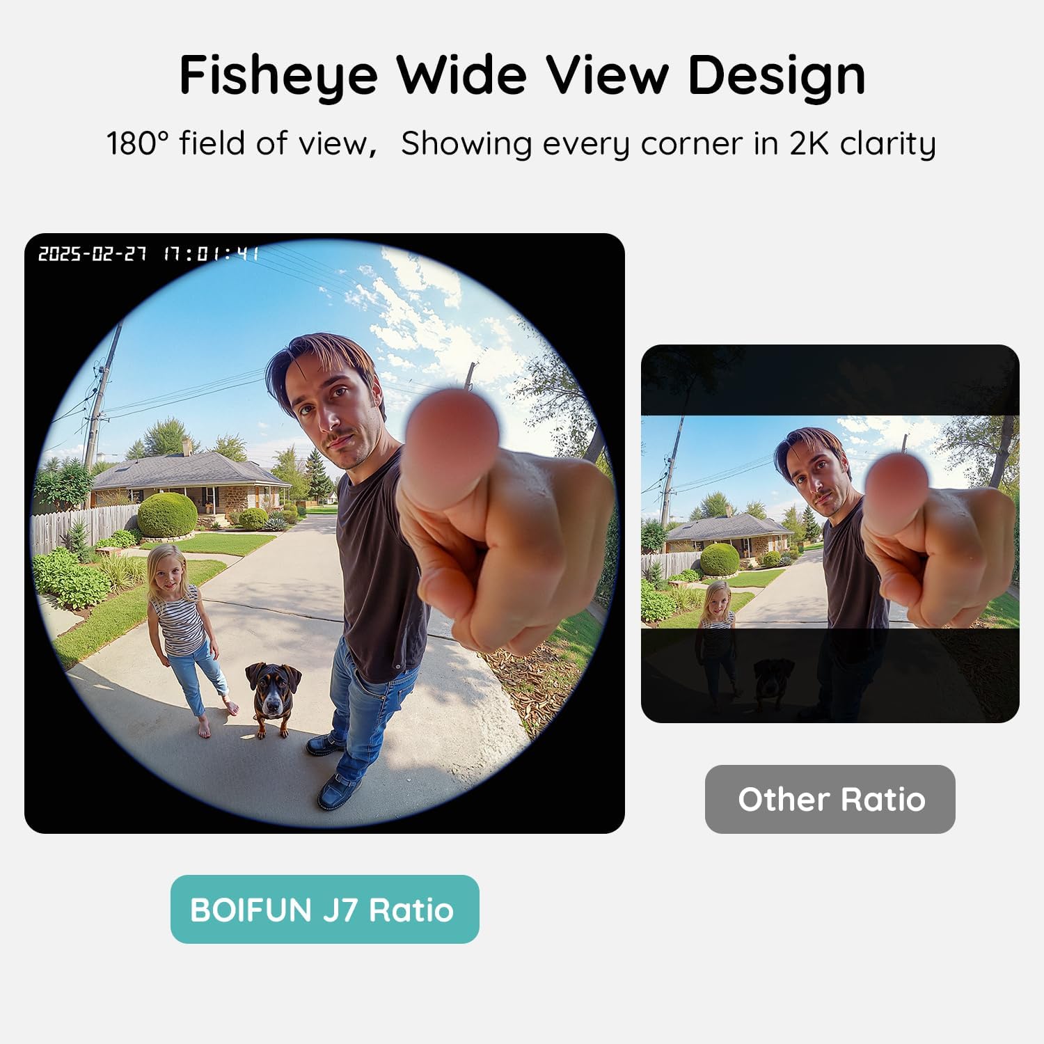 BOIFUN Doorbell Camera Wireless – No Subscription Required, 180° Ultra Wide-Angle, 2K FHD, AI Detection & Alert, HDR Night Vision, Two-Way Audio & Battery Video Doorbell with Chime, 2.4 GHz Wi-Fi Only