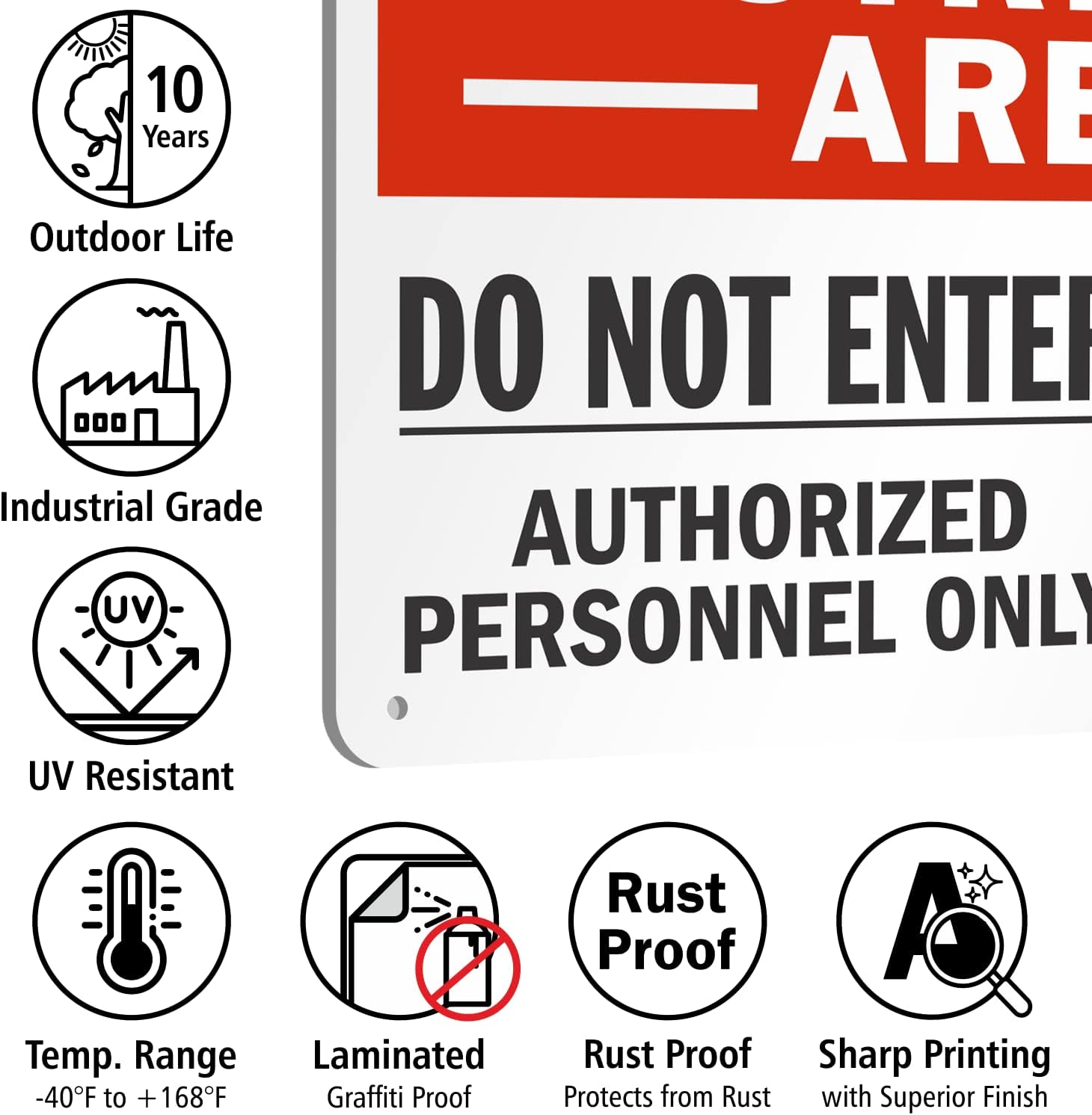 SmartSign 12 x 18 inch “Restricted Area - Do Not Enter, Authorized Personnel Only” Metal Sign with Symbol, 63 mil Laminated Rustproof Aluminum, Red, White and Black, Made in USA