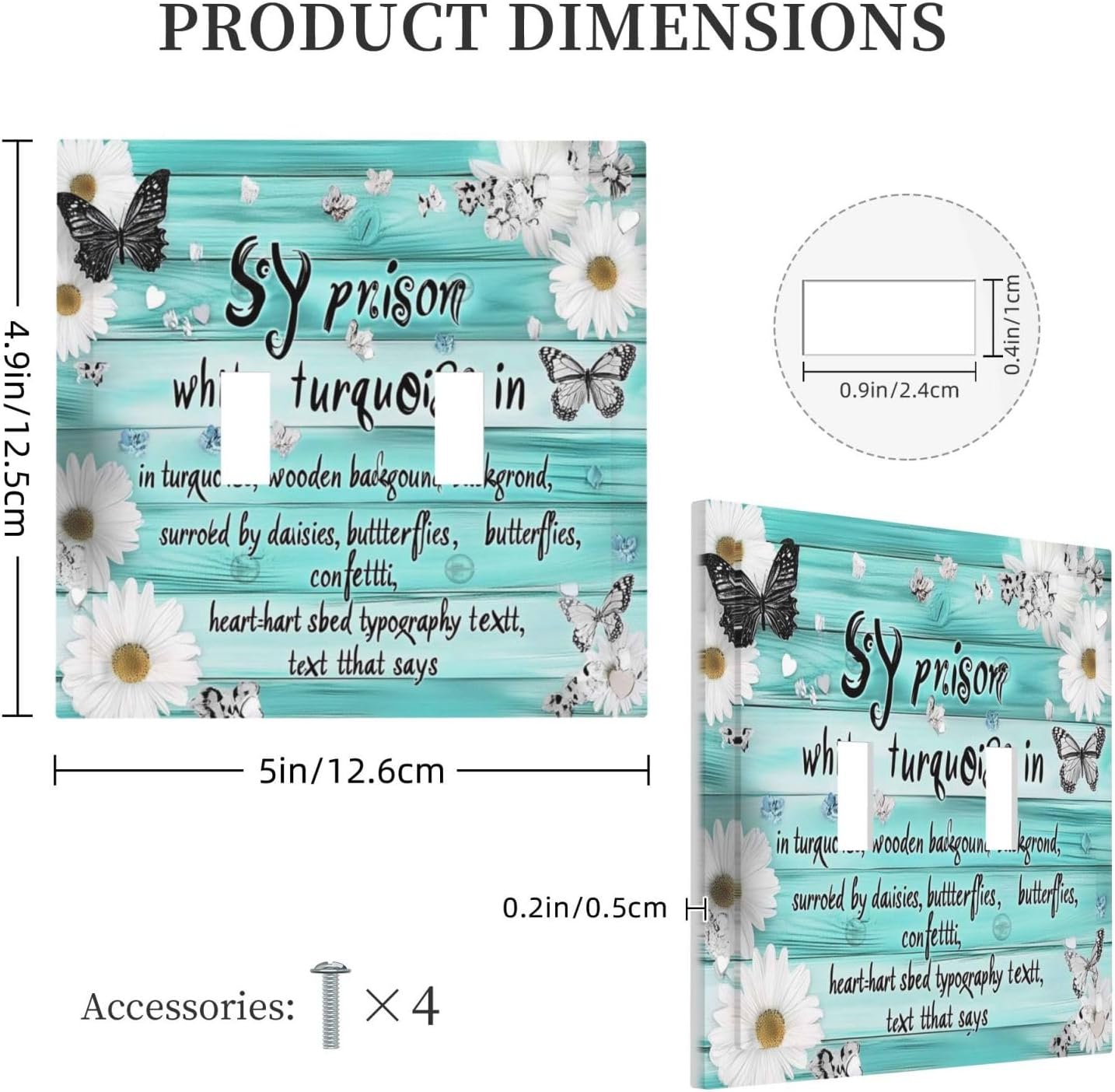 Teal Butterfly Daisy Rustic Wooden Signs Decorative Switch Plates 2 Gang Double Toggle Outlet Light Switch Cover Wall Plate Electrical Faceplate For Farmhouse Cabin Decor