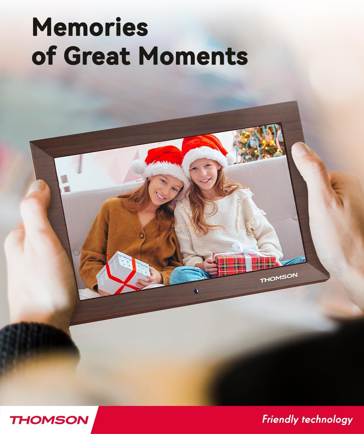 10.1" Digital Picture Frame with Remote Control, 1280 * 800 IPS Full View Ultra Clear Screen, Wooden Frame, Share Videos Photos Send Wishes Auto-Rotate Slideshow Non-WiFi