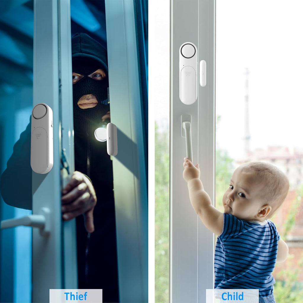Wireless Door Alarm When Opened with Remote (2 Pack), Window Sensor Alarms for Home Security, Kids Safety, Dementia, Sliding Glass Door, 120dB Burglar Alert for House Garage/Apartment/Business Entry