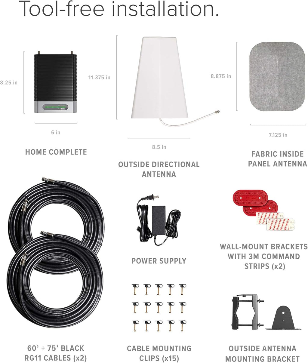 weBoost Home Complete | Powerful Multi-Carrier Cell Phone Signal Booster for 5G & 4G LTE | Simultaneous support for all U.S. Carriers - Verizon, AT&T, T-Mobile & more (model# 470145), DIY