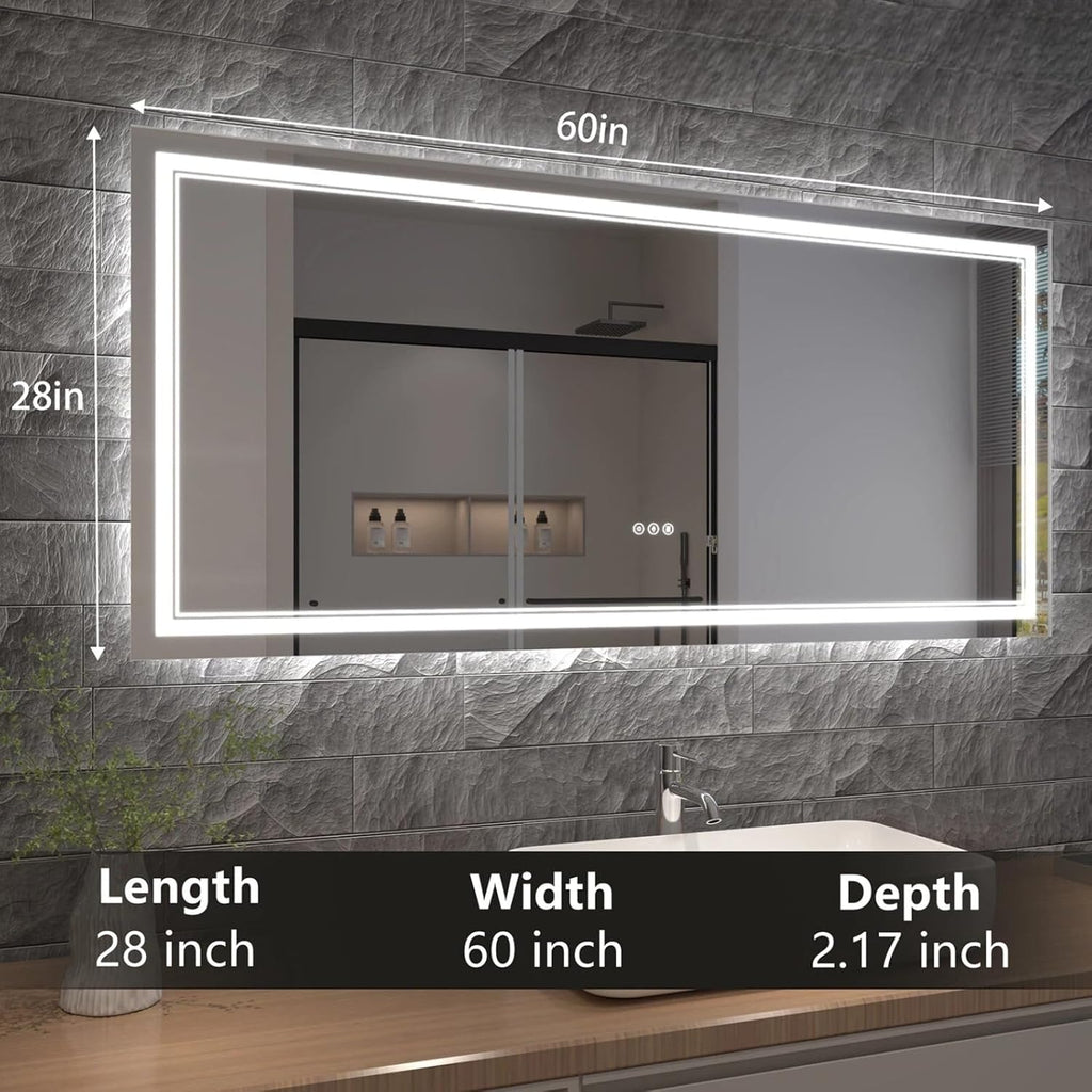 LED Bathroom Mirror with Lights, Wall Mirrors