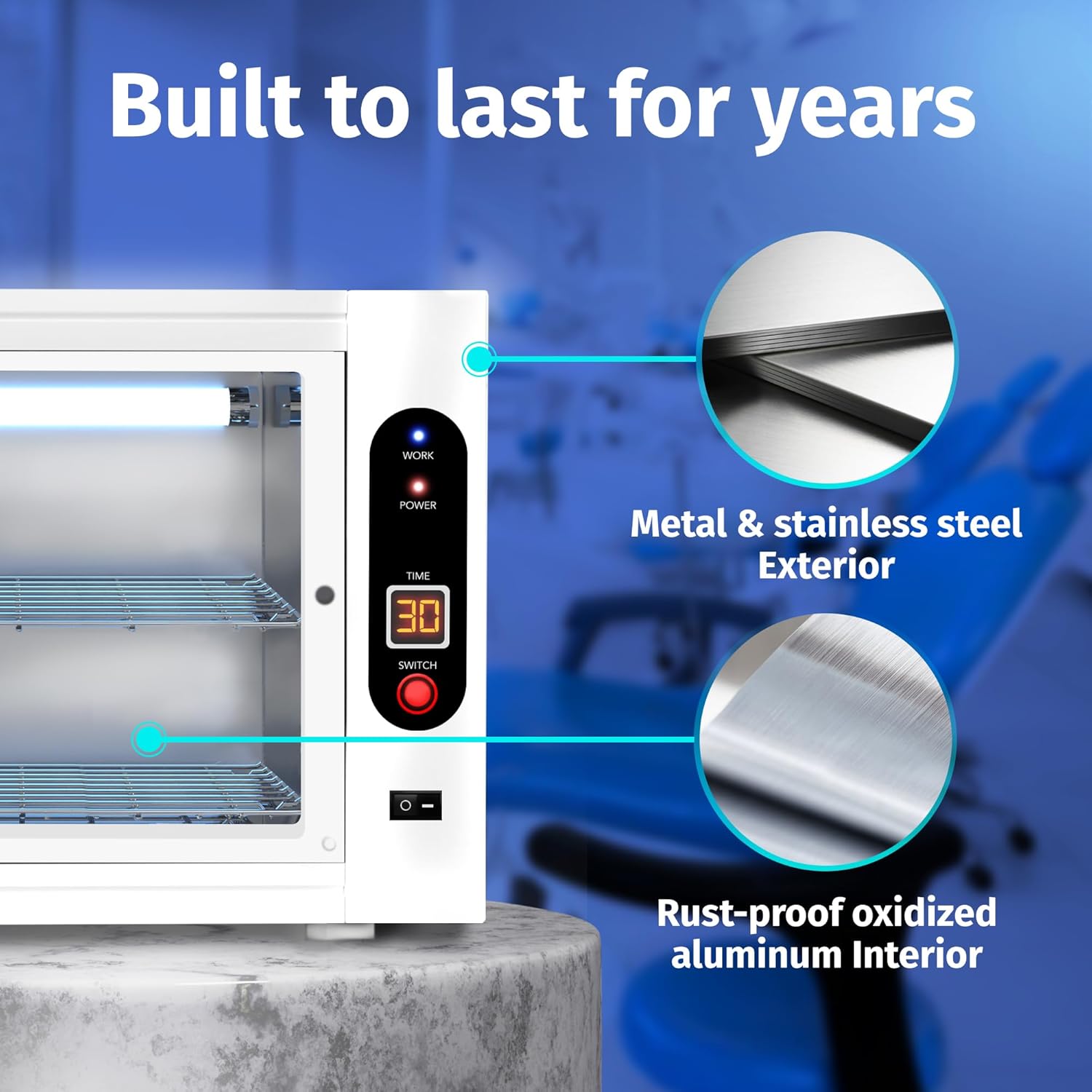 JJ CARE UV Sterilizer 8 Liter Capacity, UV Light 99% Sterilization Killing Efficiency, LED Timer UV Sterilizer Cabinet for Salon, Spa, Office and At Home Use, Professional Tabletop UV Sterilizer,