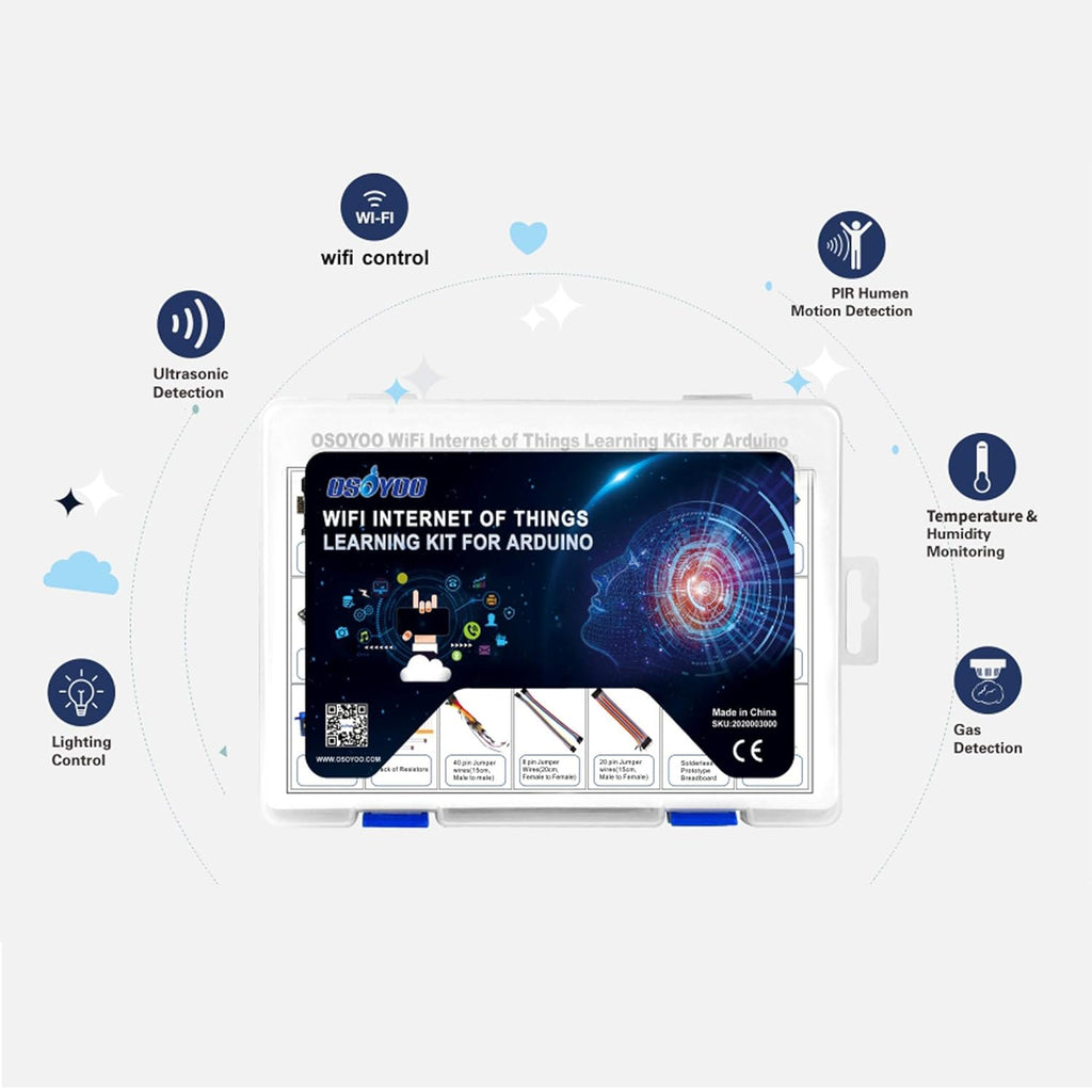 OSOYOO WiFi Internet of Things Learning Kit for Arduino | Include ESP8266 WiFi Shiled | Smart IOT Mechanical DIY Coding for Kids Teens Adults Programming Learning How to Code