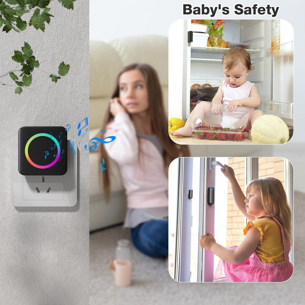 Door Chime, Satisure Wireless Door Sensor Chime When Door Opens, Door Alarms for Kids Safety for Door Window Security/Store/Business/Home/Hearing Impaired