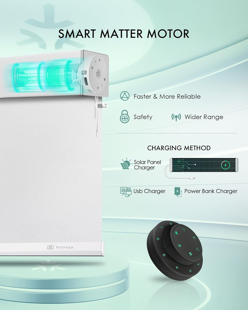 Yoolax Smart Blinds, Motorized Matter Roller Shades Blackout Automatic Blinds for Windows Motorized Shades Compatible with Alexa, Google Home, Homekit(Blackout Greyish White)
